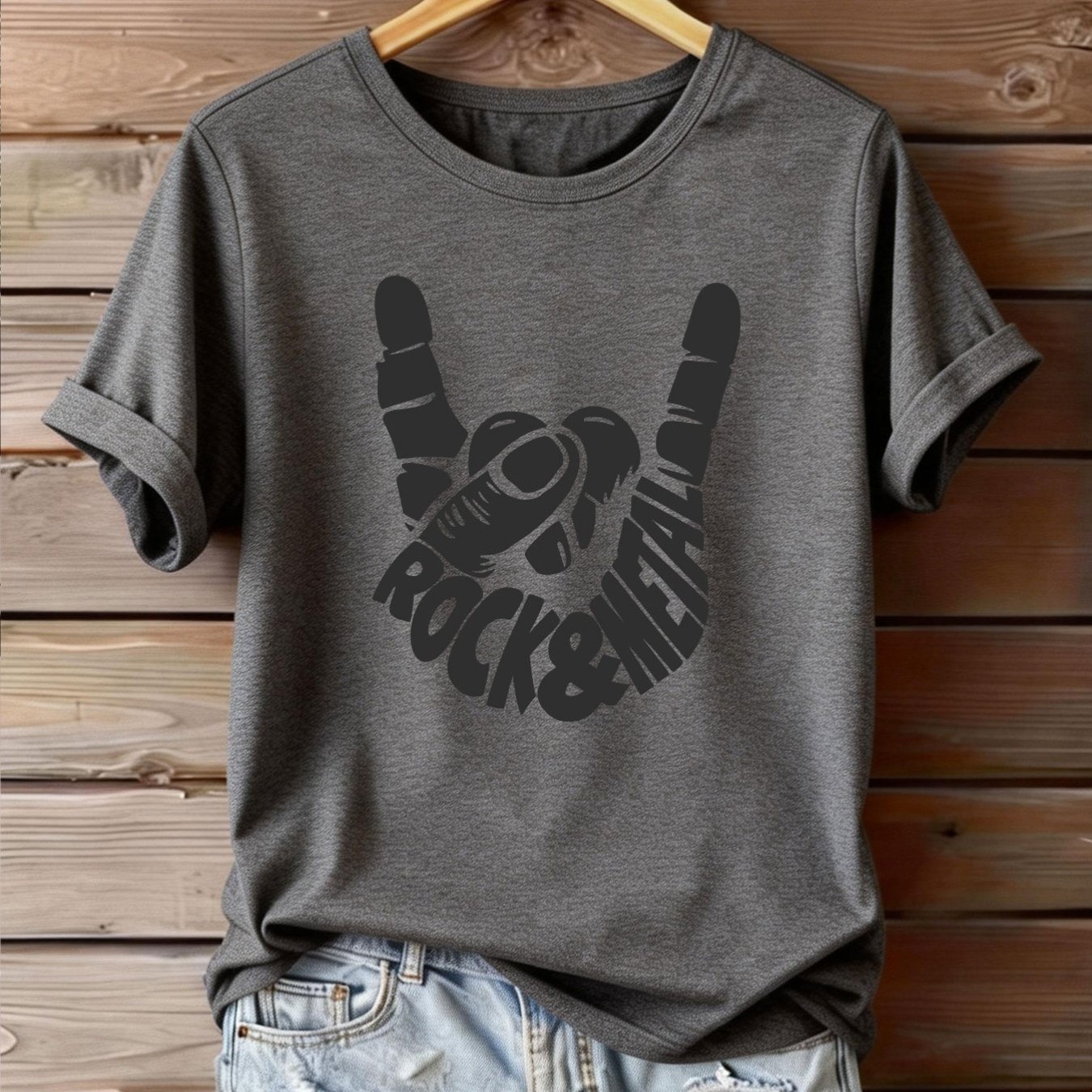 TEMU [plus Size] 1pc Plus Size Fashion Women's Elegant Women's Top With Rock Hand Gesture Print, Cool Design, Showcasing Individual Charm Printed