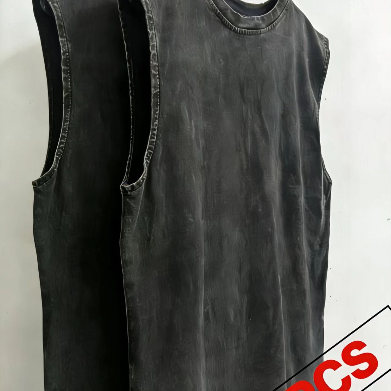 2 Men's Casual Round-neck Washed Vests, Made Of 100%, Streetwear, Featuring A Stretchy Fit And A Vintage Style; Distressed Design, Machine Washable