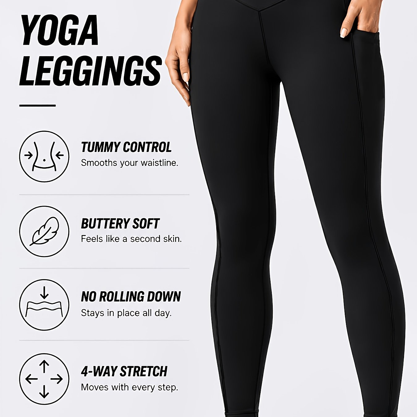 TEMU Women's High Waisted Tummy Control Leggings With Crossover Belly - Soft Stretchy Workout Pants Suitable For Yoga, Gym, Running, Cycling, Fitness