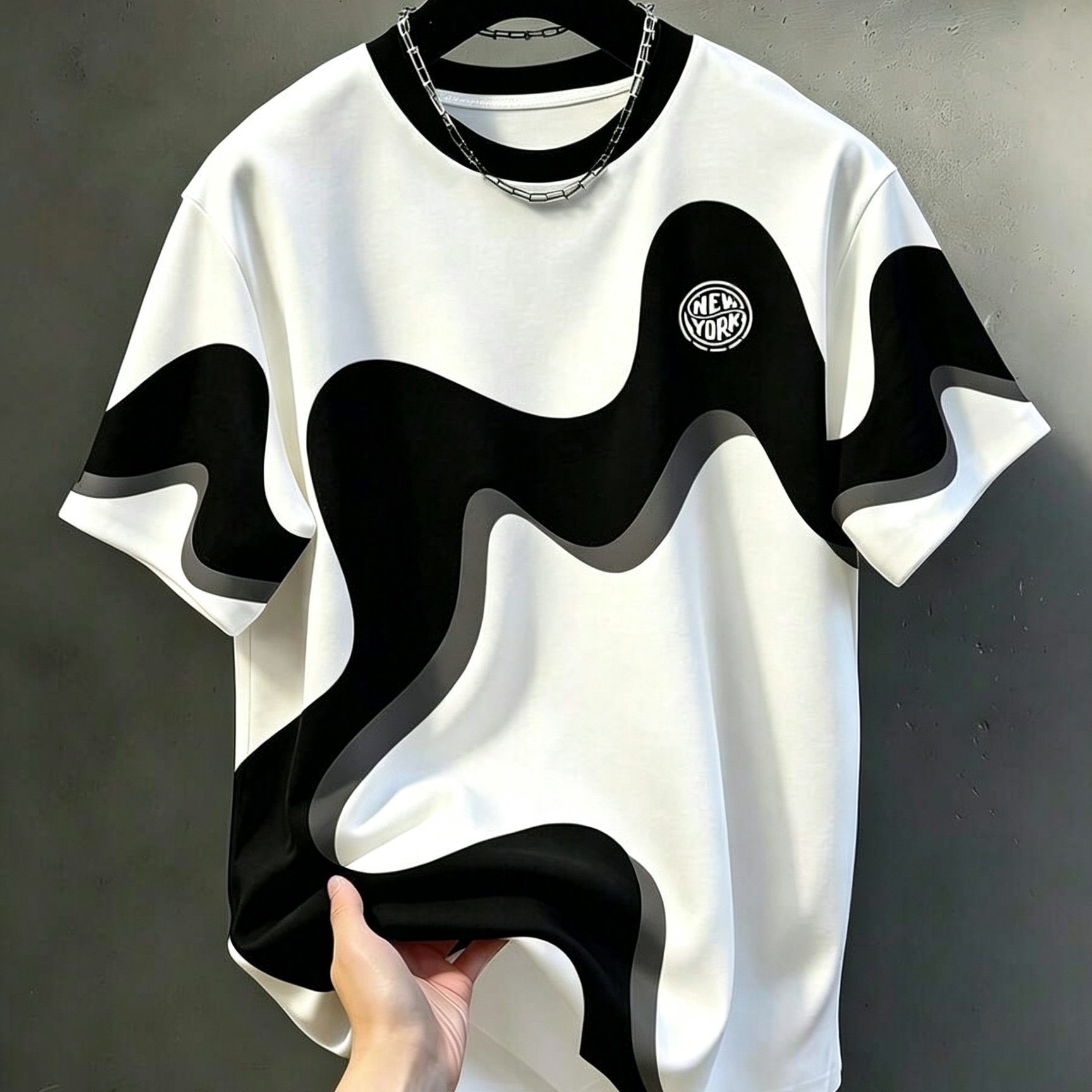 TEMU T-shirt da casual , motivo geometrico patchwork a righe, top e drappeggiante, adatta a , vestibilit� regolare traspirante per outfit casual e