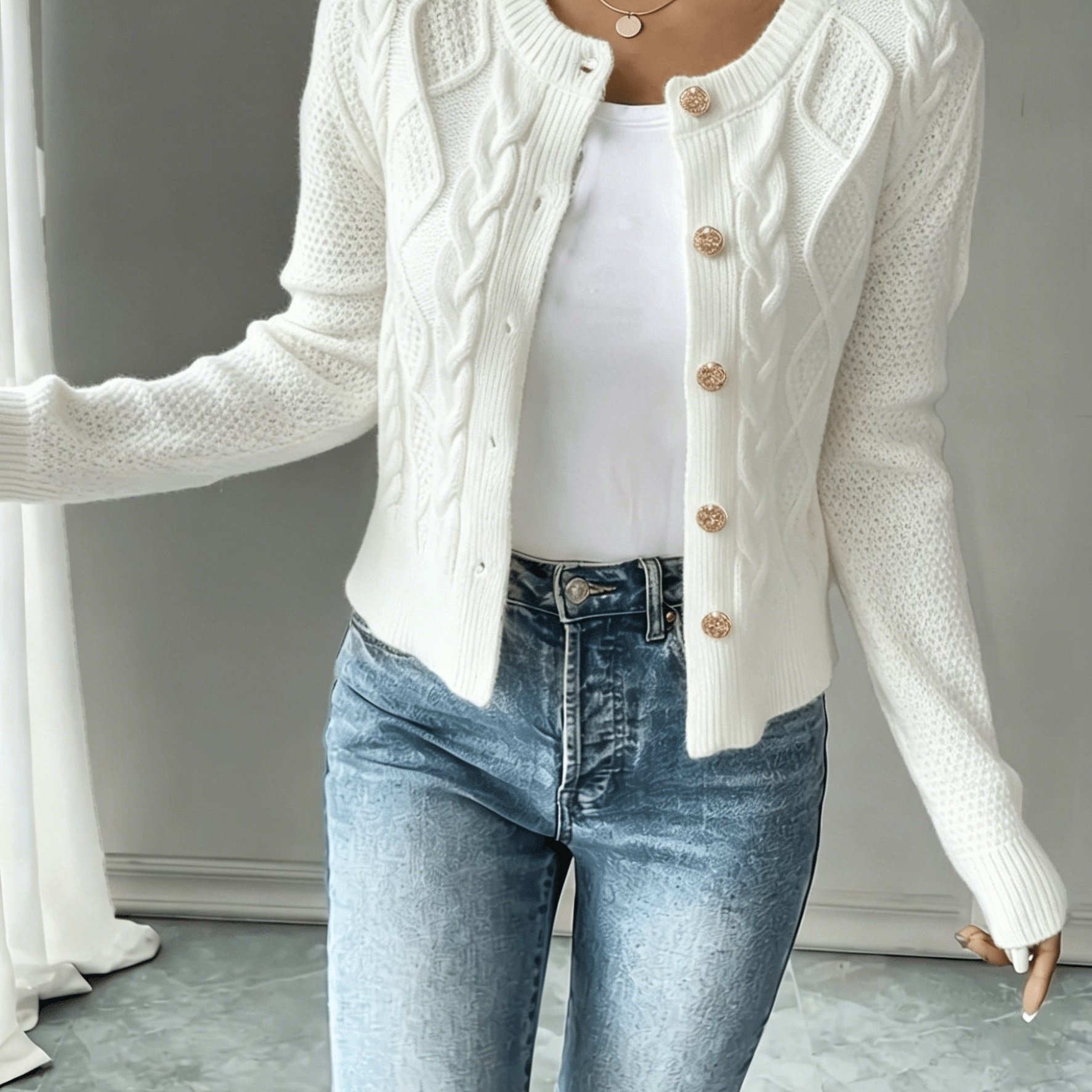 TEMU Women's Long-sleeve Open-front Cardigan Sweater, Durable Craft With Elegant Jacket Cut, A Must-have For Stylish And Elegant Gatherings, Trendy