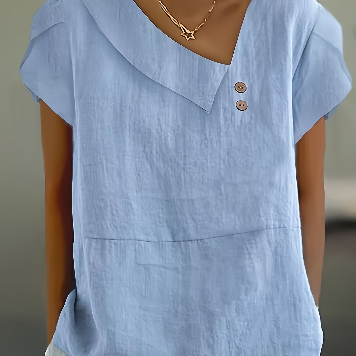 E-shop Damen Einfaches, einfarbiges Freizeit-Lapel-Shirt, modisches, bequemes, elegantes Top, geeignet für Frühling und Sommer