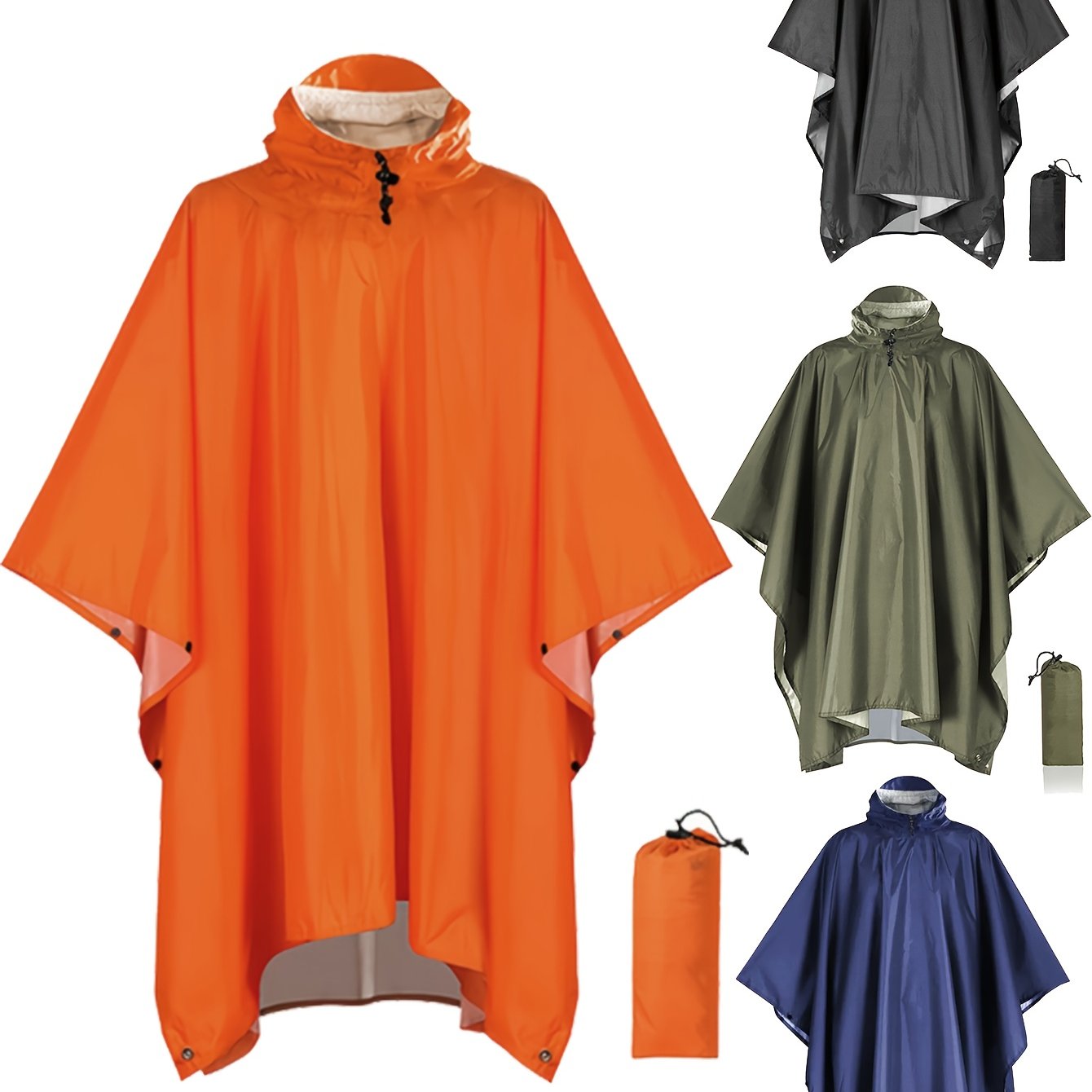 TEMU Talla Grande - Talla Grande - 1 Capa con Capucha | Poncho Multifuncional Oversize para Exteriores y Viajes, Color Sólido, Sin , de Cordón, Para