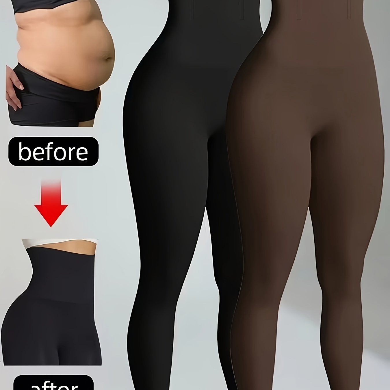TEMU 2pcs Plus Size Women's High-waist Tummy Control Yoga Leggings, High Elasticity With Shaping Function, Makes The Waist And Abdomen And , Worn For