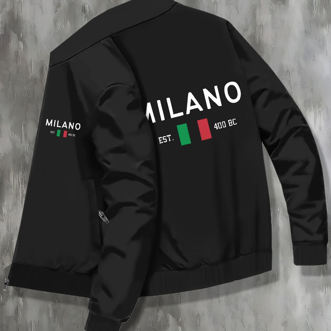 TEMU Letter Print Chaqueta de larga con cremallera para hombre con bolsillos, top casual y versátil para otoño