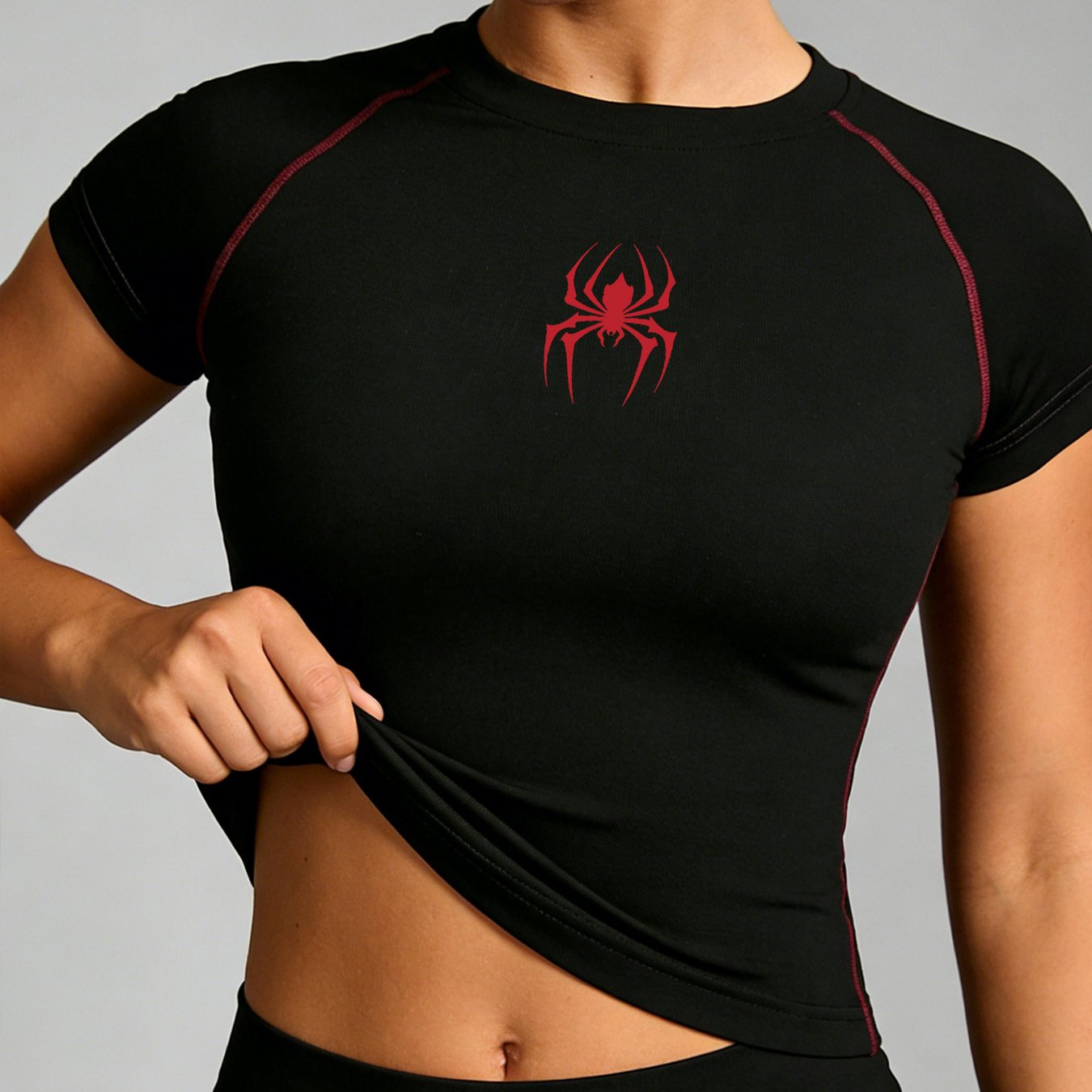 TEMU Women's Quick-dry Fitness T-shirt - Moisture-wicking Workout Top Suitable For Running, Yoga, Gym & Training, Short Sleeve Round Neck Athletic