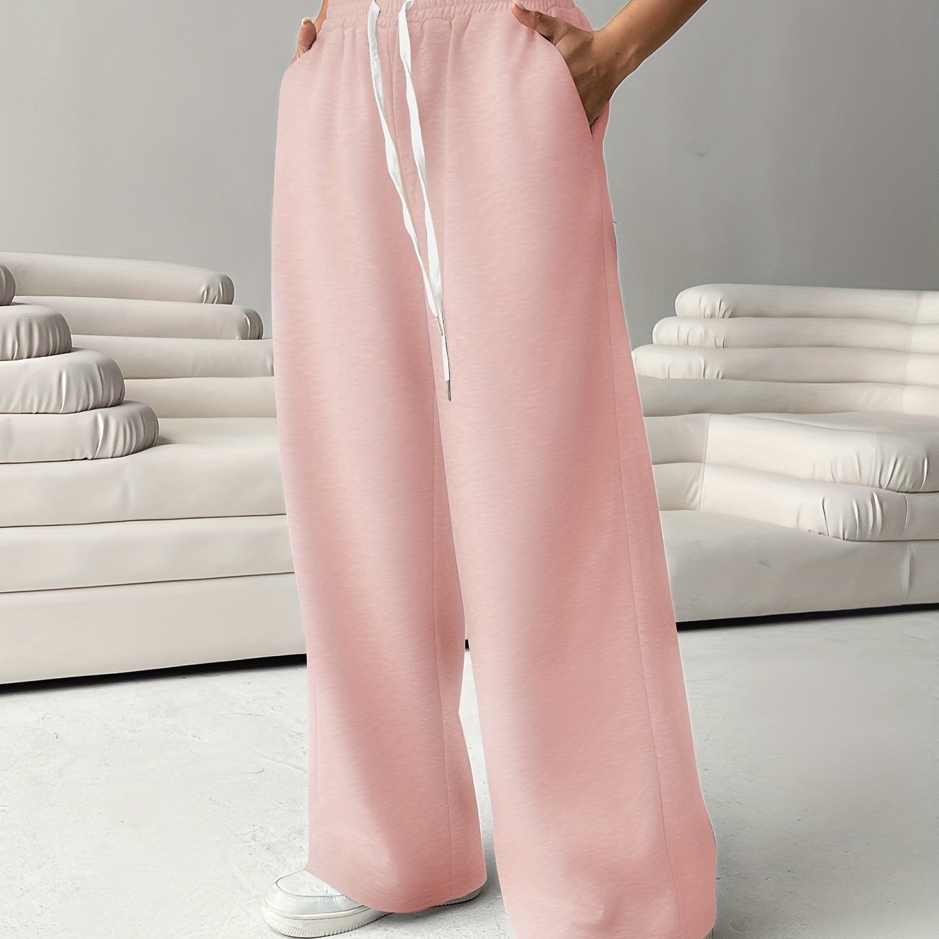 Pantalon Yoga Femme Taille Haute - Coupe Droite élastique Avec Poches - Polyester/élasthanne