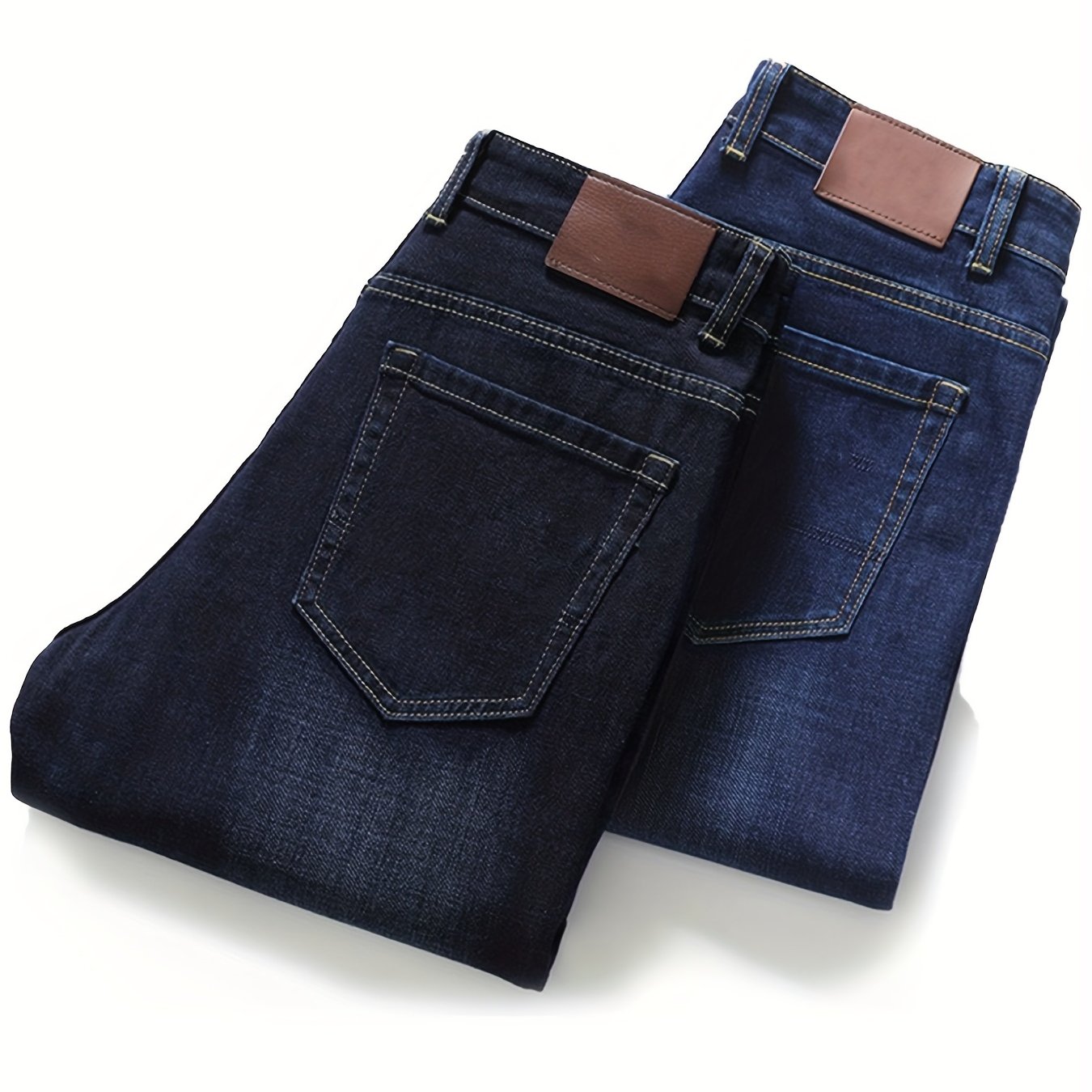Men's Stretch Pants - - Straight Leg Jeans With Built-in Zipper, Beltless & - Comfortable Casual & Business Wear For Travel, Work, Everyday (solid Color, Hand Washable) - New 2025 Style