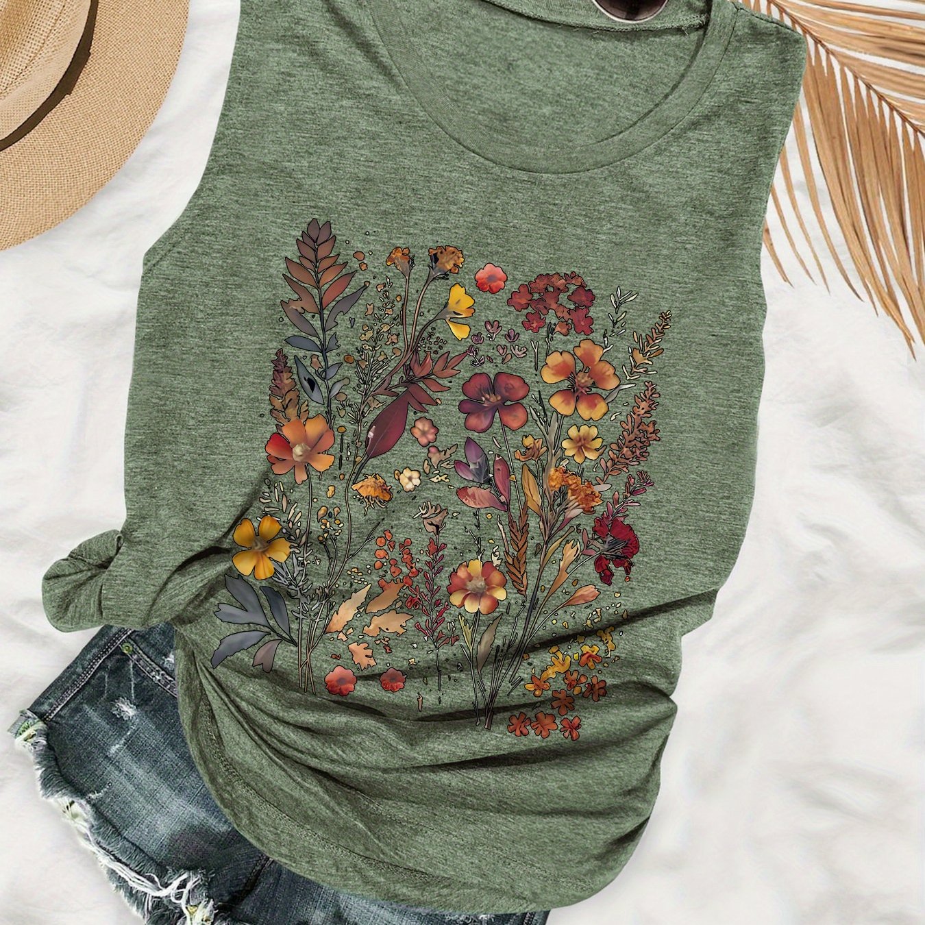 Graphic Print Tank Top, Sleeveless Casual Top For Summer And Spring, Women's Clothing