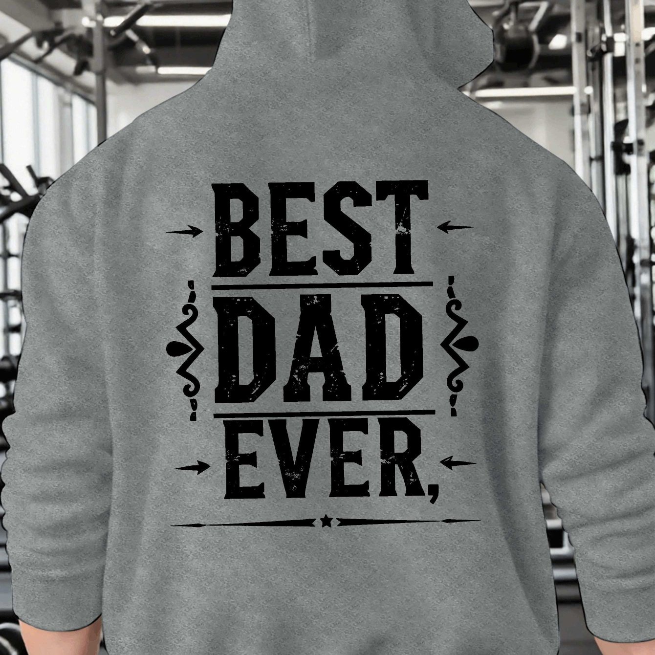 TEMU Best Dad Ever Large Size Autumn And Winter Trendy Men's Clothing New Style Backprint Sweatshirt Couple Hoodie, Versatile Sports And Casual Loose