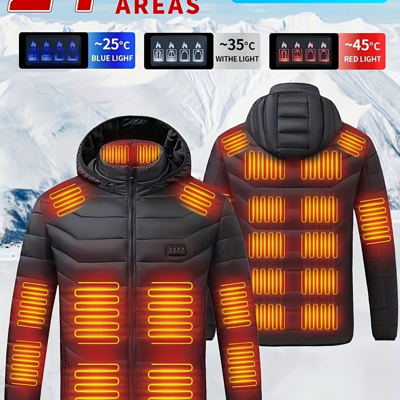 TEMU Smart Heated Jacket For Men And Women, Suitable For Outdoor Sports And Fishing, Featuring Usb Electric Heating And Adjustable Temperature (power