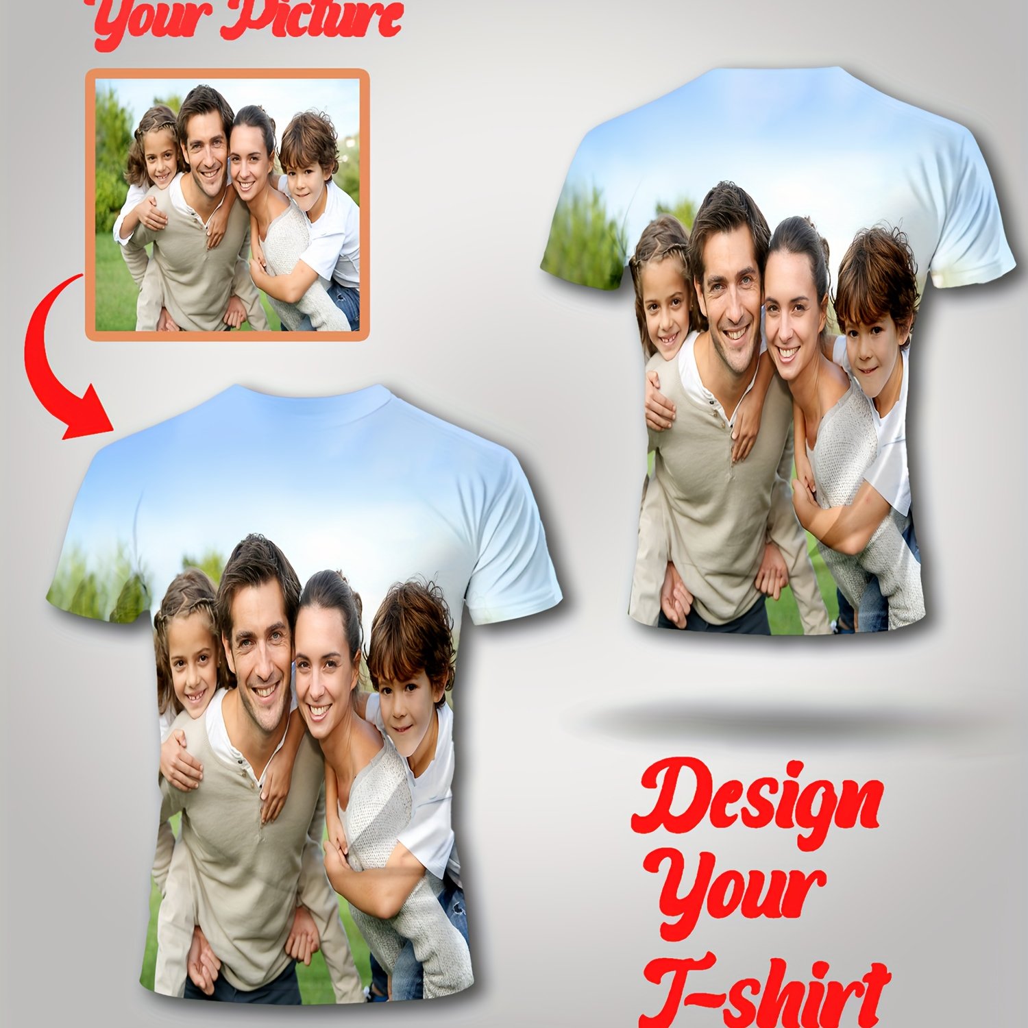 TEMU Customizable Couple T-shirts For Men And Women, Featuring A Round Neck, Casual Polyester Knit Fabric With Elasticity, Heat Transfer Printing,