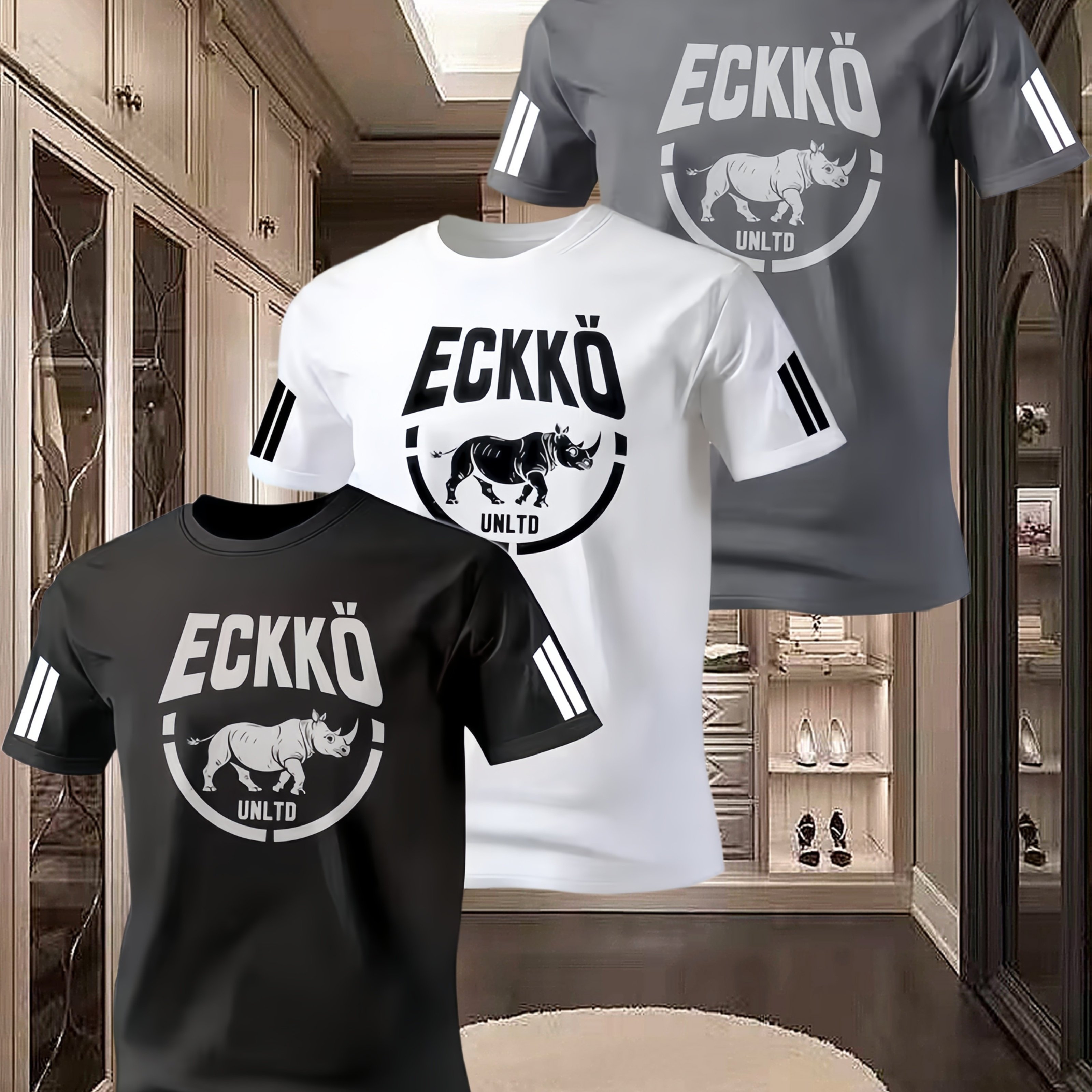 TEMU 3pcs Men's Outdoor Casual Sports T-shirts, 3pcs Men's T-shirt Set, Unltd Printed Tee, Trendy Printed T-shirt
