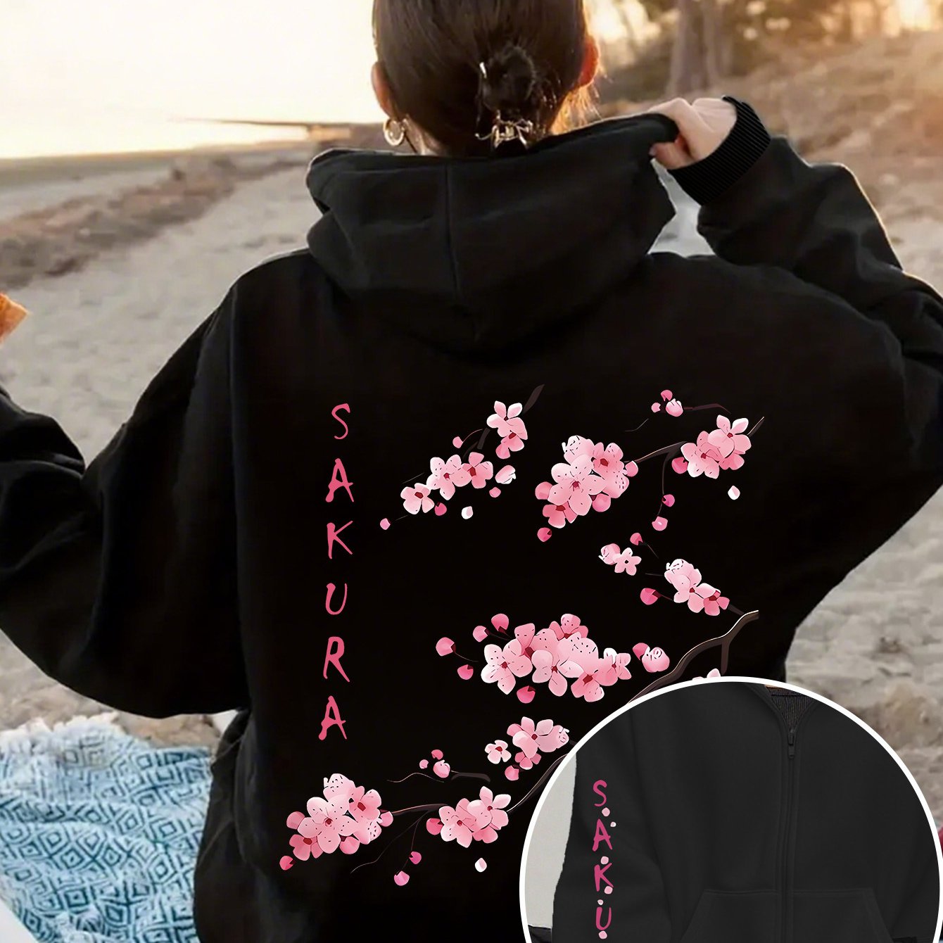Image of Print Hooded Zipper Sweatshirt, Unlock , Women's Autumn And Casual Jacket Zipper Sweatshirt, High-quality Fabric, Comfortable And Breathable