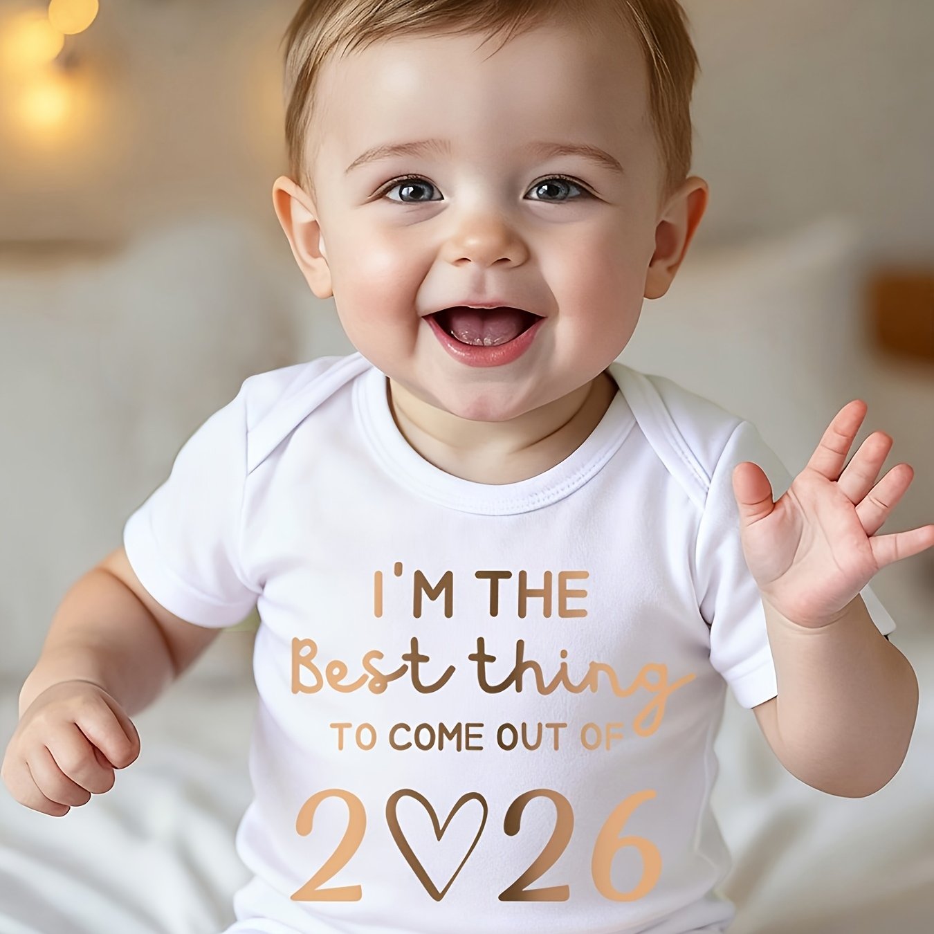 Image of 2026 Alphabet Print Baby Girl Romper | Soft And Comfortable Newborn Climbing Onesie, , Regular Fit, Perfect For Pregnancy Gift, For Outdoor