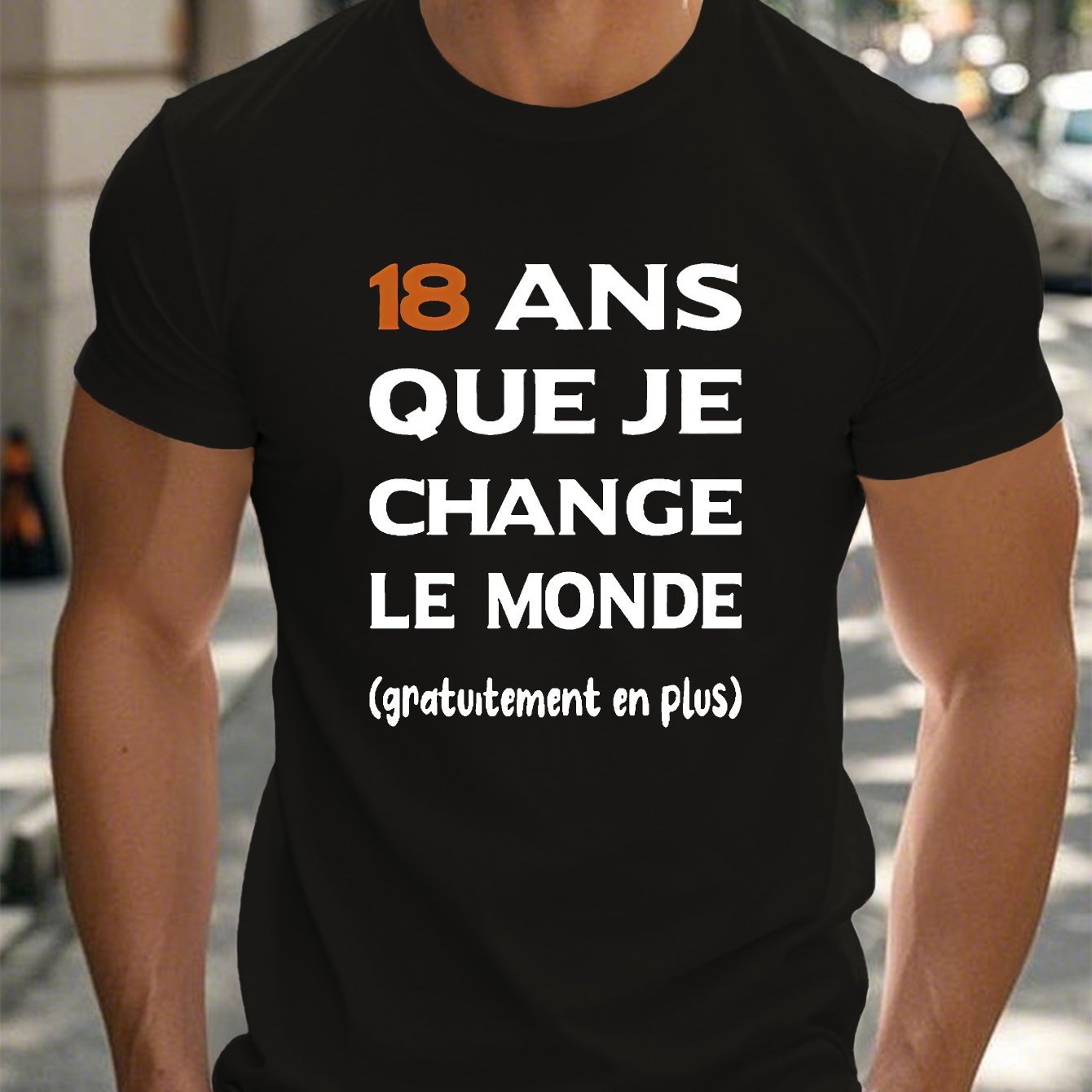 TEMU T-shirt Manches Courtes Fun French pour Hommes de 18 Ans - Haut d'Été