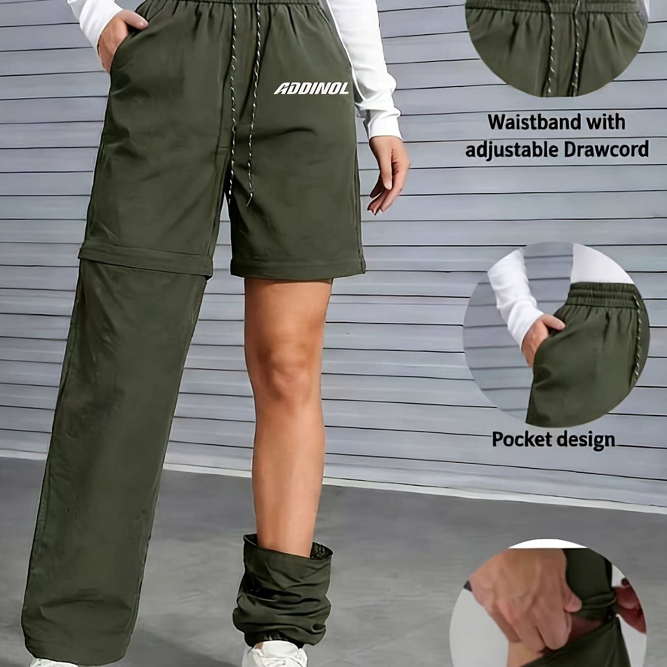 TEMU Women's Outdoor Casual Detachable Pants, Detached Into Shorts, With Stylish Print Design, 3 Colors From, Drawstring Elastic Waist, Casual Trend,
