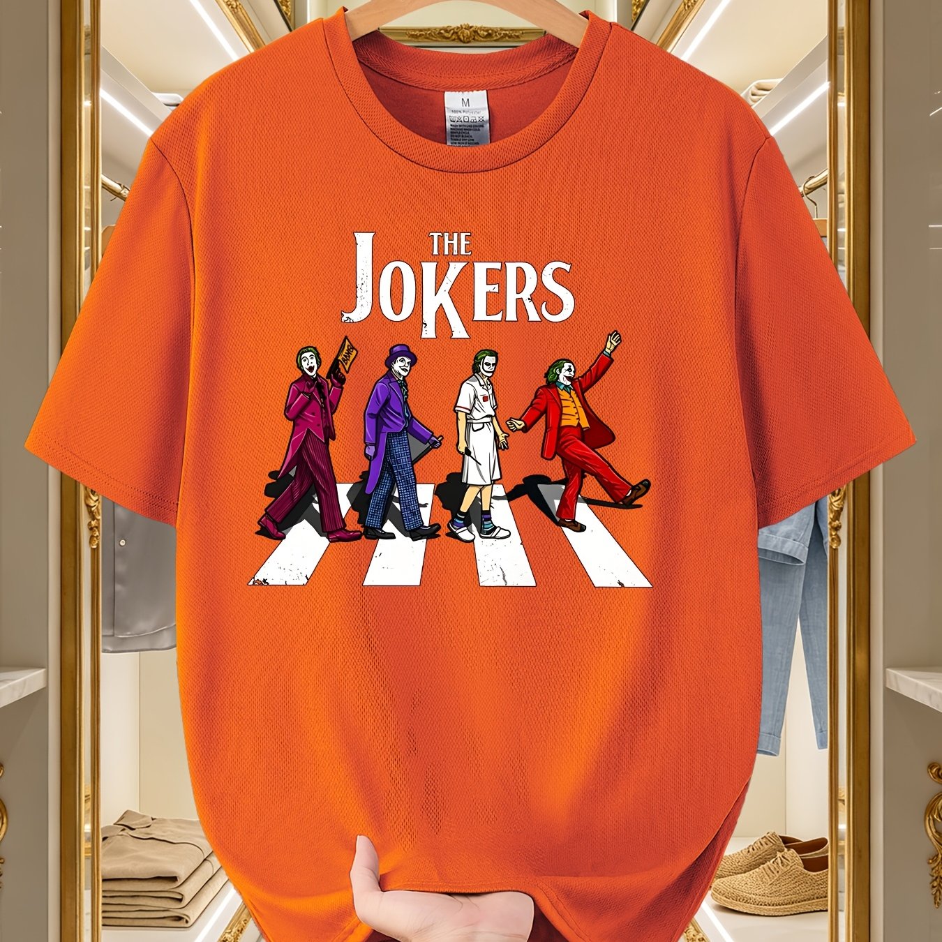 TEMU Christmas Gift Halloween Gift Men's T-shirt, Joker Same Frame Style Graphic Print, Classic Villain Collection Merchandise, Retro Short Sleeve,