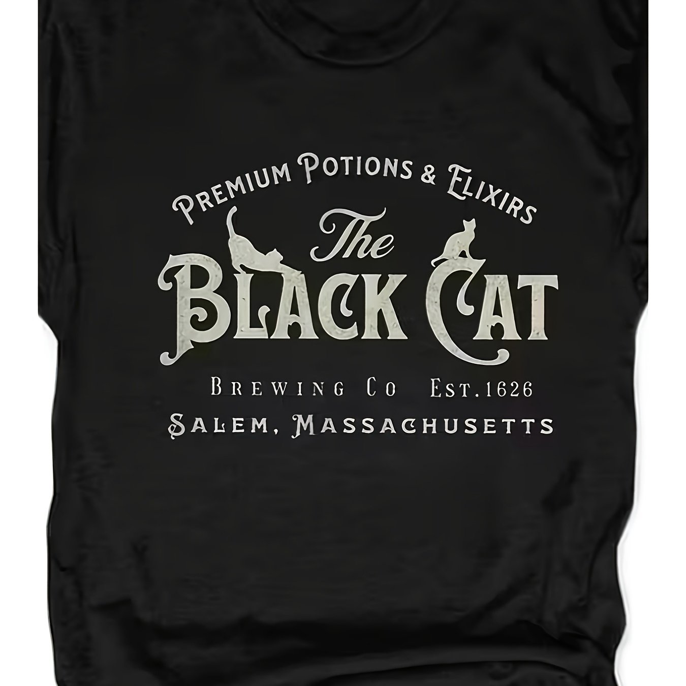 TEMU Salem Witch Trial Tshirt Retro Gothic Salem Black Cat Design Witchcraft History Apparel Suitable For Halloween Costumes Casual Wear Machine