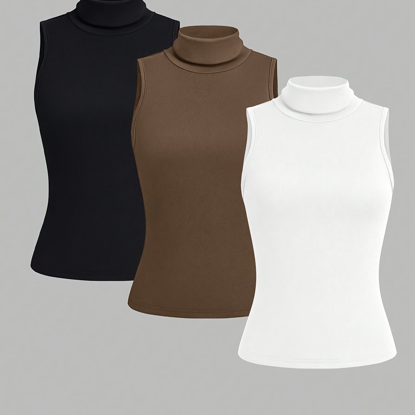 TEMU Three-piece Set Of Solid Color Casual Round Neck Vests For Spring And Summer In Europe And America