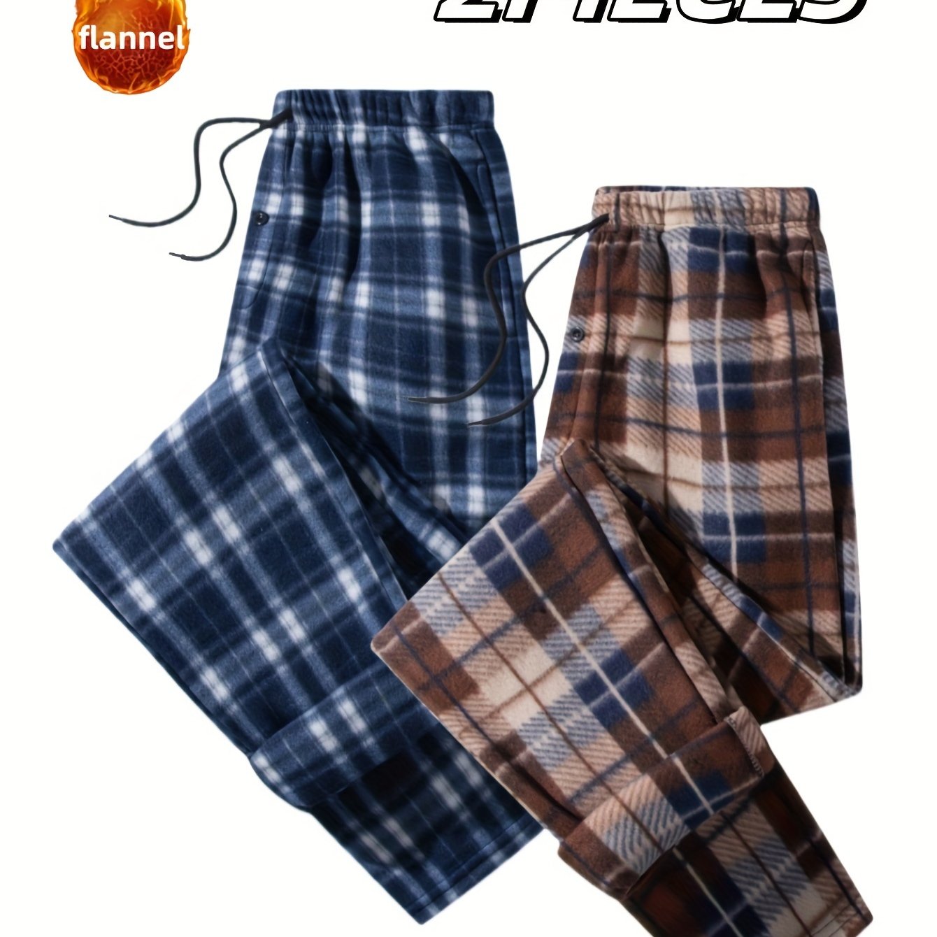 Image of 2pcs Men'-sided Autumn/winter Long Pants With Slant Pockets And Single Button Fly, Men's Brushed Pants, Soft And Warm Wrinkle-free Slightly Stretch Men's Athletic Casual Long Pants
