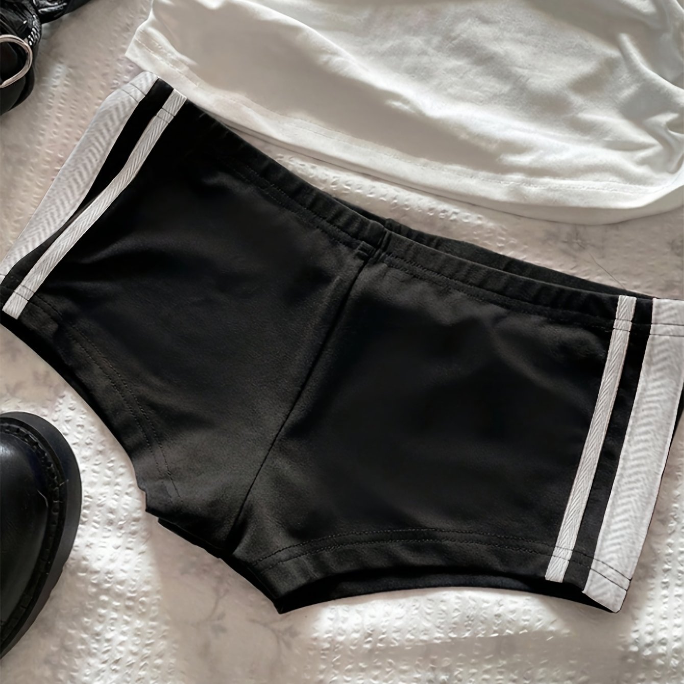 TEMU Women's Y2k High-elastic Body-hugging Mini Shorts - Waist Solid Color Leggings Suitable For,, Dance & Casual Attire, Machine Washable Low-rise