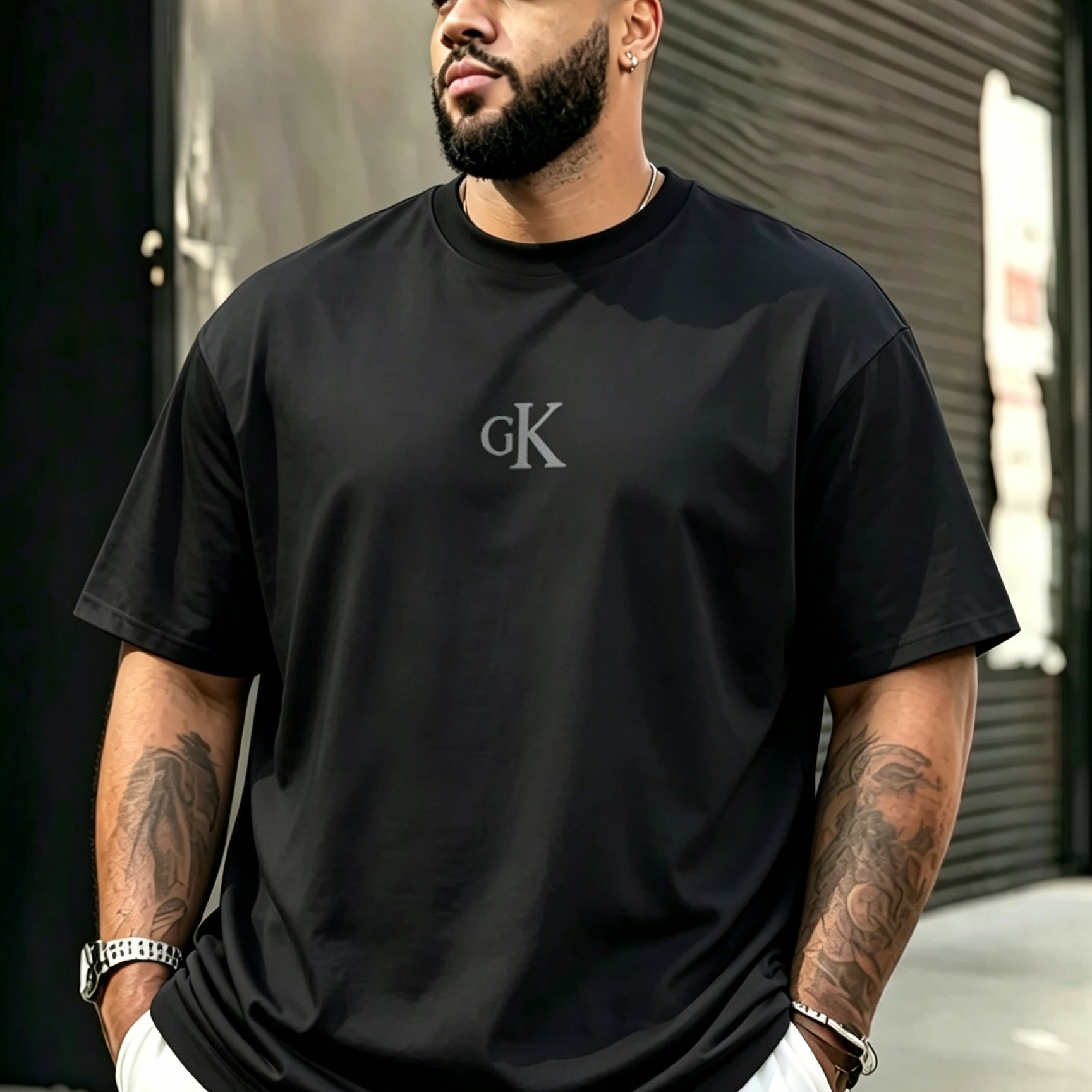 TEMU Men's Plus Size T-shirt, Men's Fashion Short Sleeve, Summer Round Neck Pullover Top, Pattern Print Clothing, Casual Comfortable Base Layer,