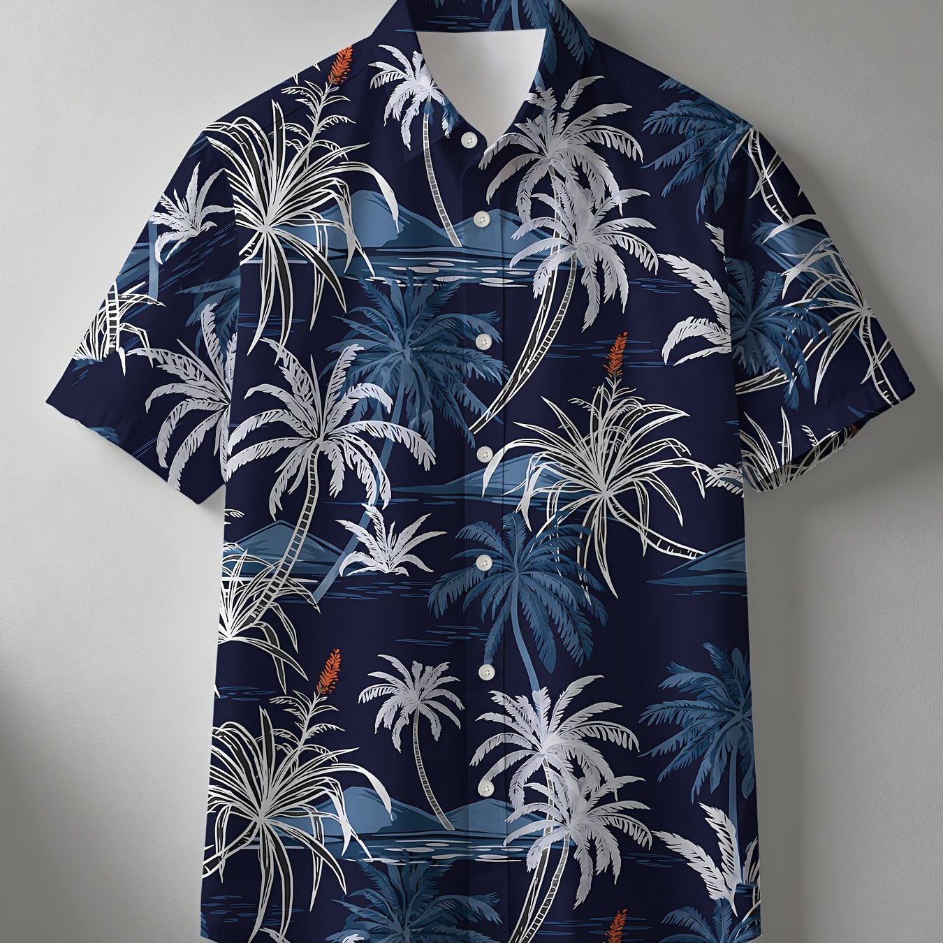 TEMU Men's Short Sleeve Shirt, Hawaiian Style, Unisex Full Print Palm , Beach Casual