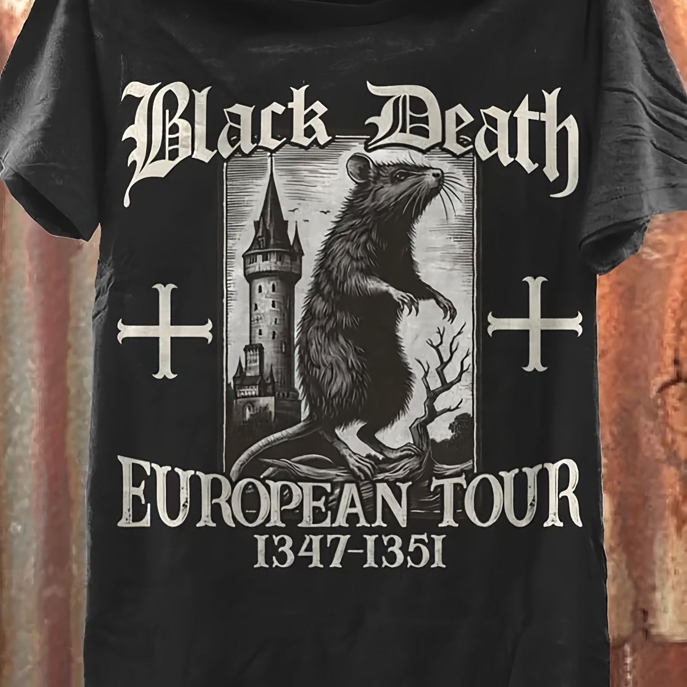 Image of Women's Graphic Tee - Casual Crew Neck Short Sleeve T-shirt With Plague Design, Lightweight For Spring Summer, Casual Wear Historical Design Lightweight Shirt