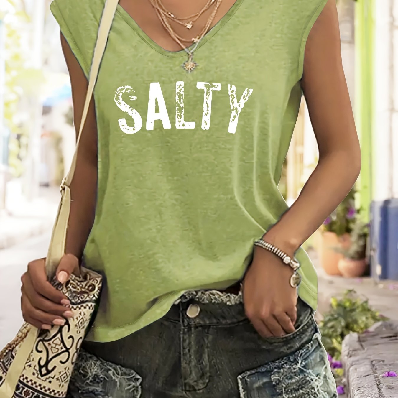 TEMU Plus Size, Plus Size Graphic Print Tank Top, Sleeveless Casual Top For Summer & Spring, Women's Plus Size Clothing