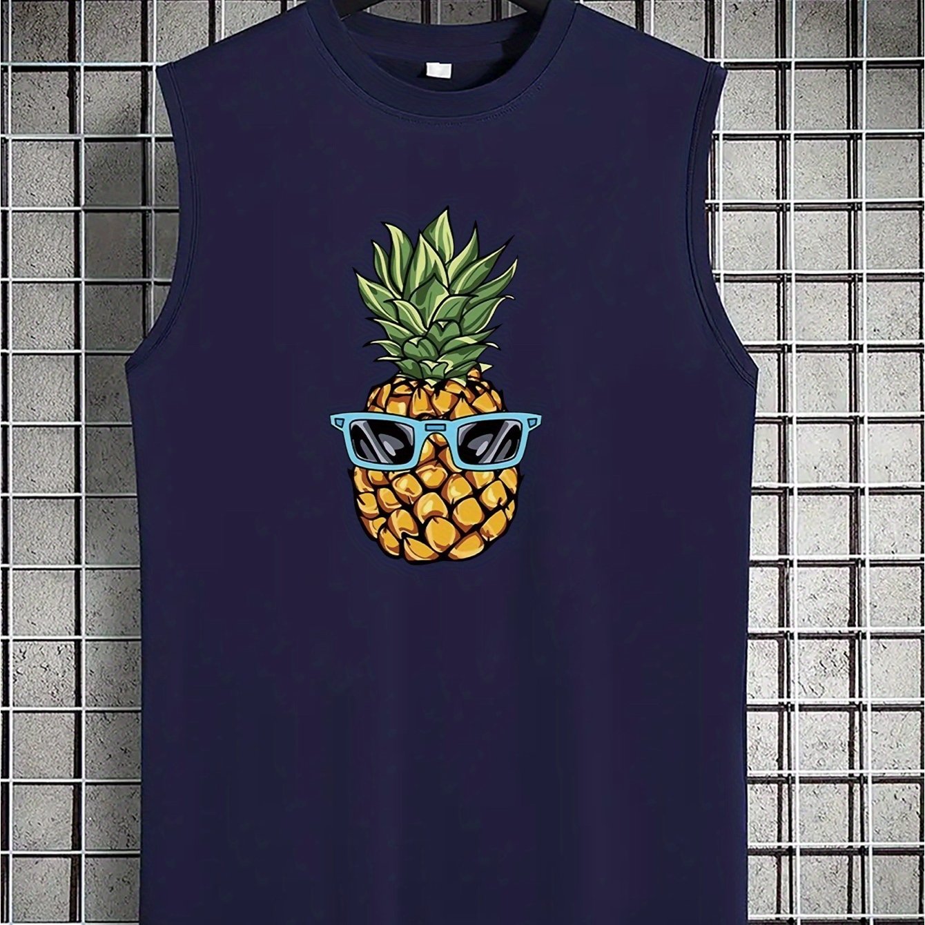 TEMU Spring/summer American-style Fashion Brand Printed Tank Top For Teen Boys, Spring/summer Crew Neck Fashionable Casual Versatile Top