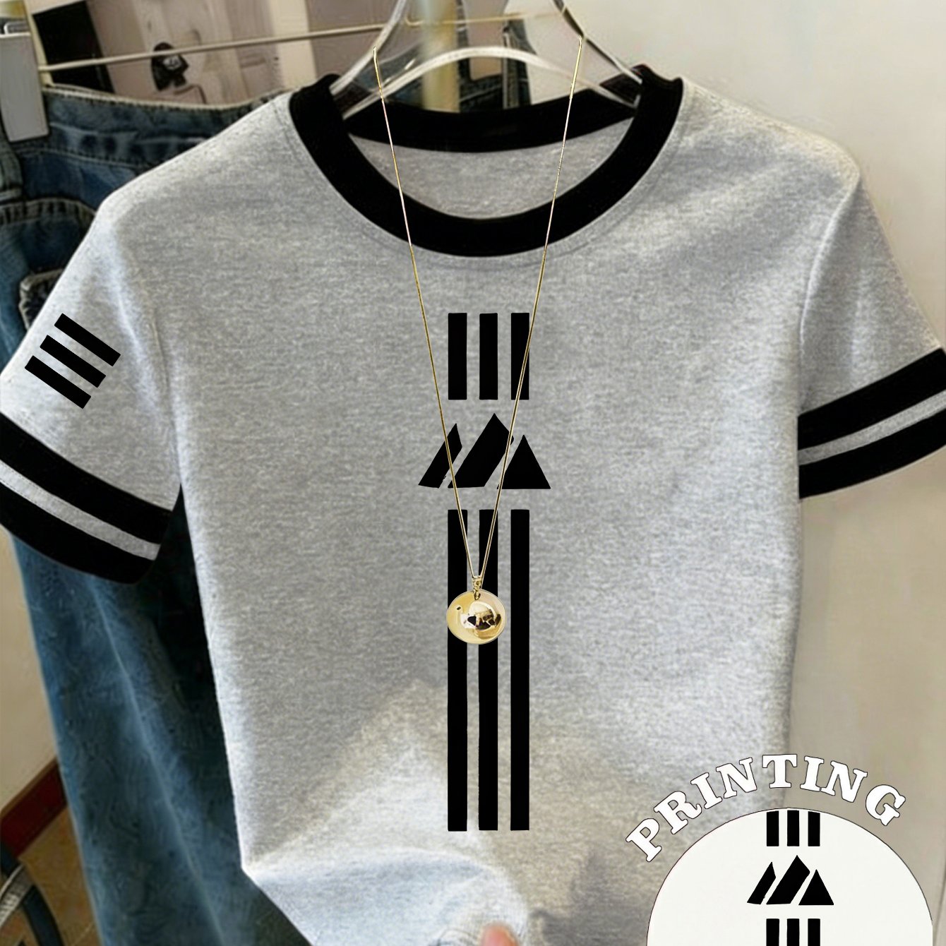 TEMU Y2k Spring Summer New Women's Contrast T-shirt, Baseball Style Short Sleeve, -reducing Loose Top, Easy Versatile Casual