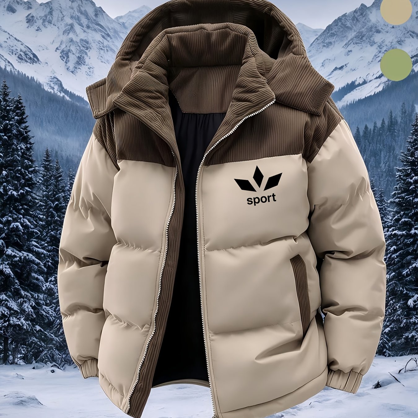 Men's Thickened Warm Hooded Jacket with Print Design