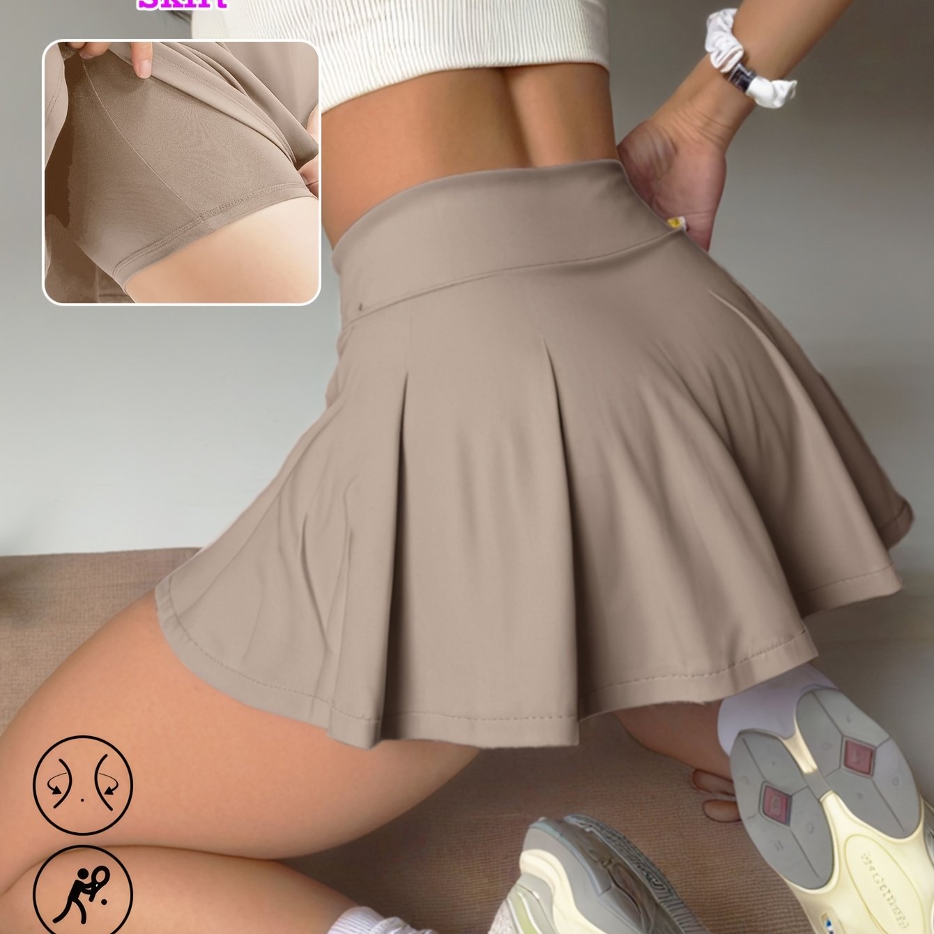 Women's Sports Skirt Colorblocking Design Women's Clothes High-waisted Belly Lining Suitable For Casual Sports Running