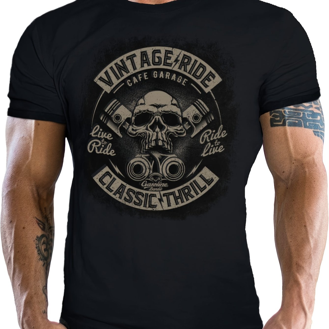 Classic Skull - Men's Casual Fashion T-shirt - Round Neck - Pure Cotton - Comfortable And Breathable Fabric - Short-sleeved T-shirt
