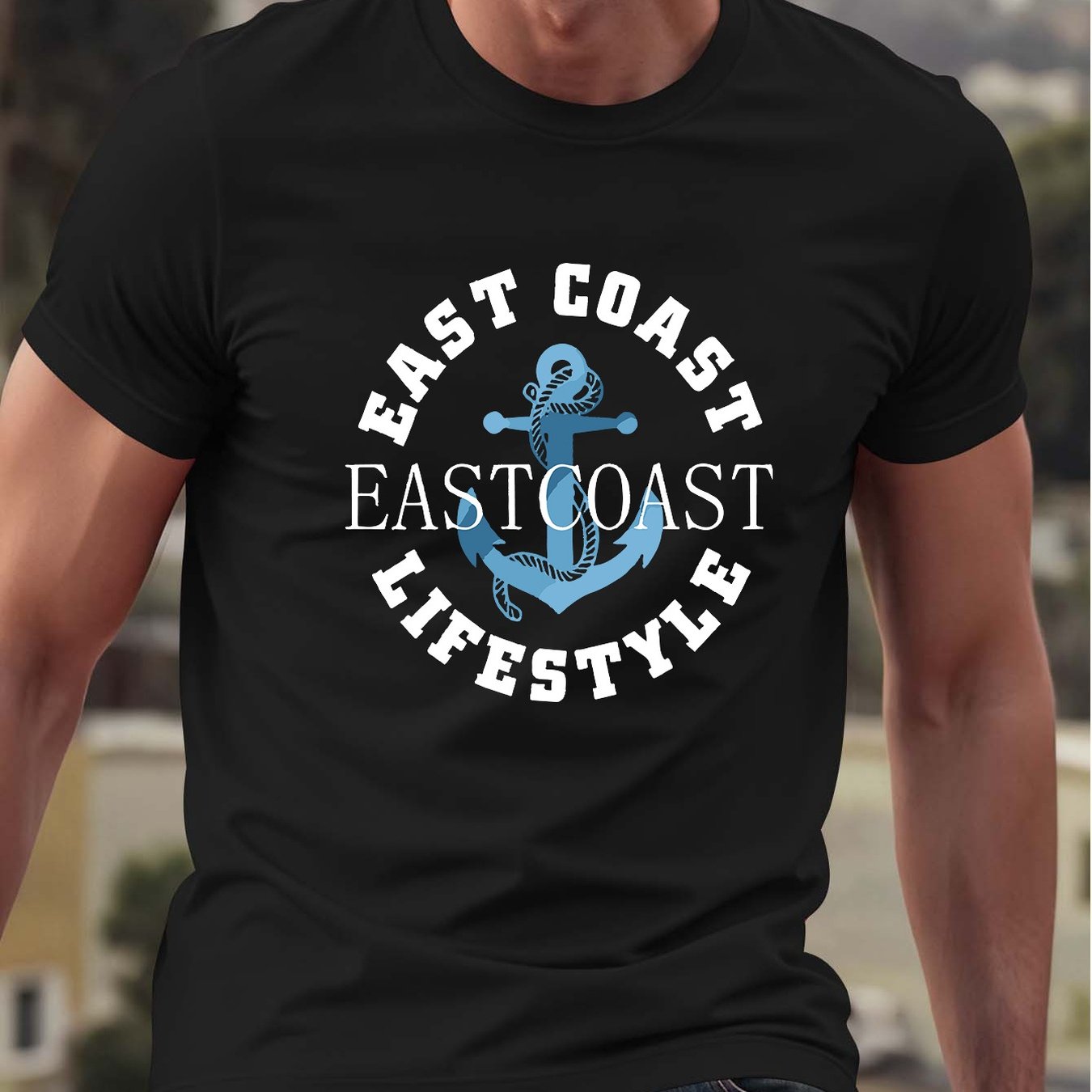 TEMU T-shirt pour homme à imprimé - Haut respirant à manches courtes et col ras du cou avec maritime et côte Est, adapté pour , la pêche, la voile,