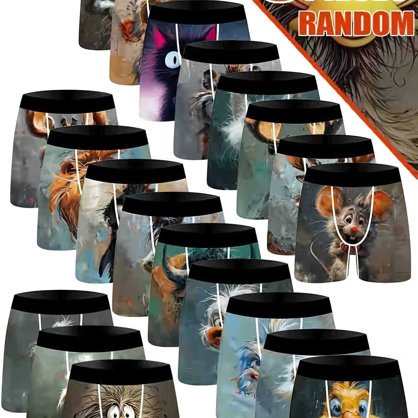 E-shop Zufällige 6-teilige Herren-Boxershorts mit Cartoon-Blumendruck, stilvolle, atmungsaktive bequeme Herrenunterwäsche, Boxershorts, Badehose, ein