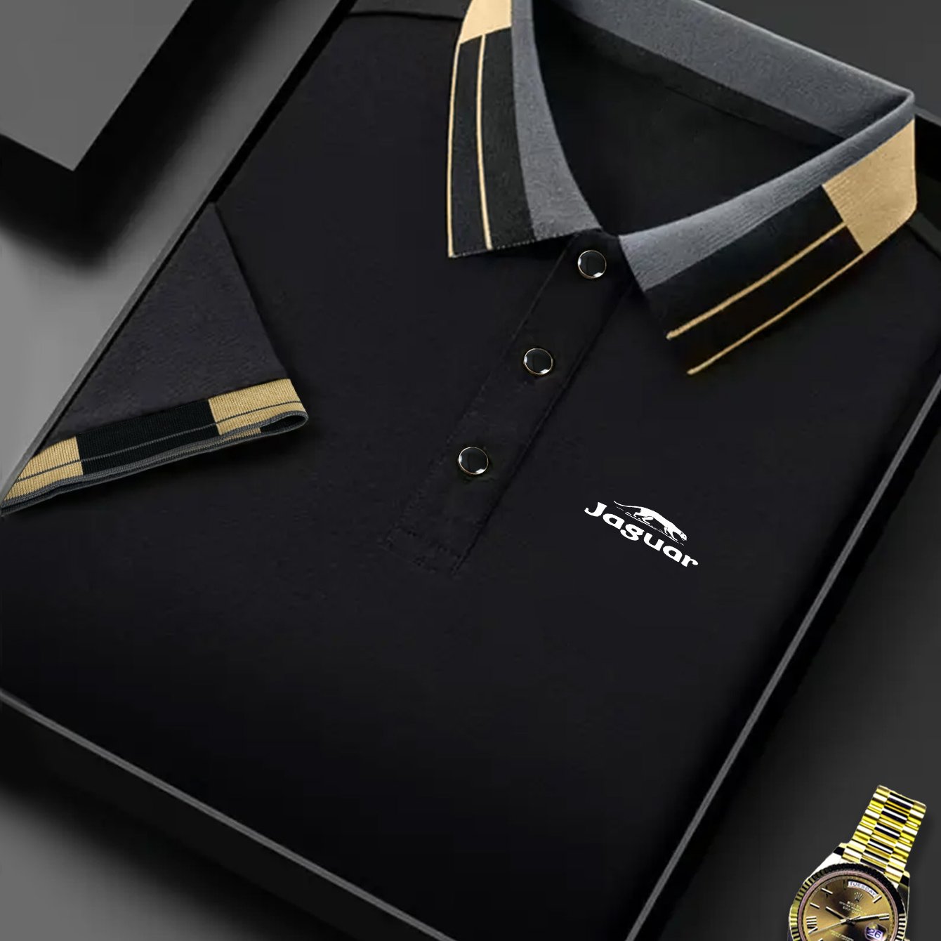 TEMU Hh5009 Classic For Logo Print Men's Golf Breathable Slim-fit Shirt, Wrinkle-resistant And Stretchy Fabric, Easy To Care For Without Ironing,