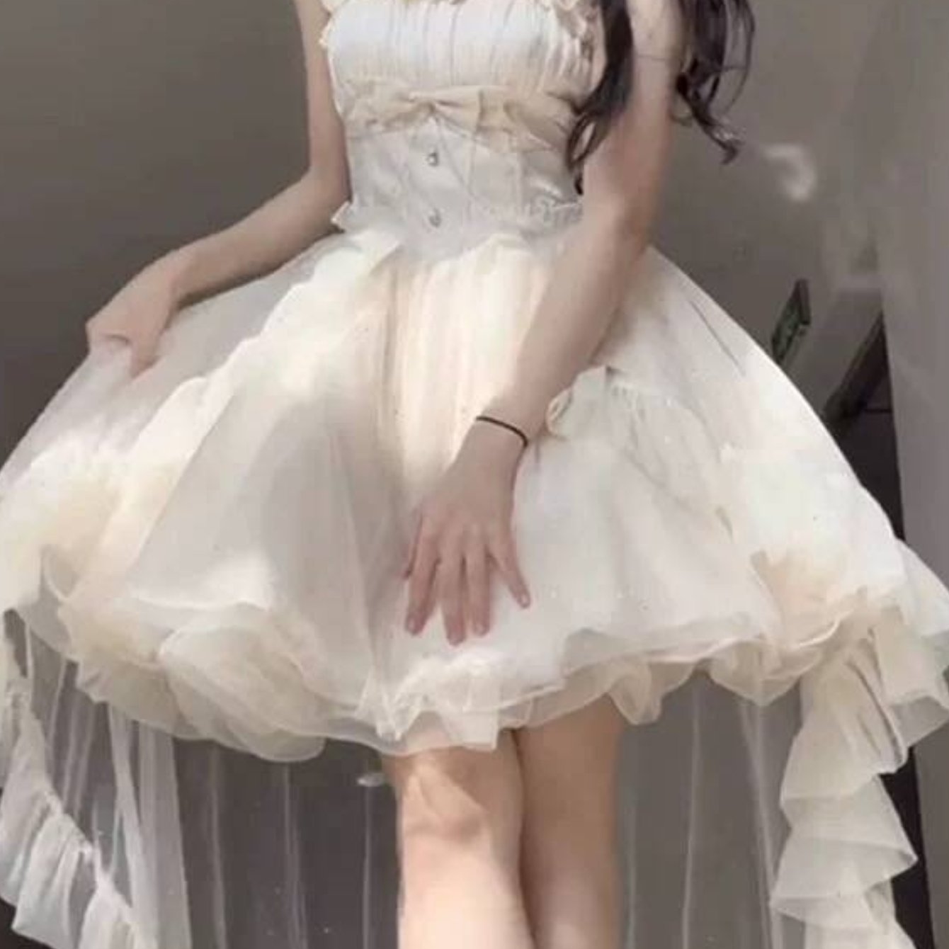 TEMU 夏の新作：ホワイトシャイマー 大人用ドレス - 絶妙なウイン、トレーン、スパゲッティストラップミニドレス - 女性向けエーテルスタイル