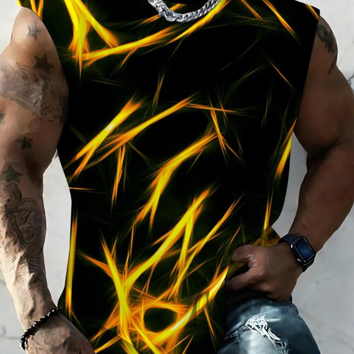TEMU Plus Size Men's Casual Pattern Fashion Vest, Casual And Comfortable
