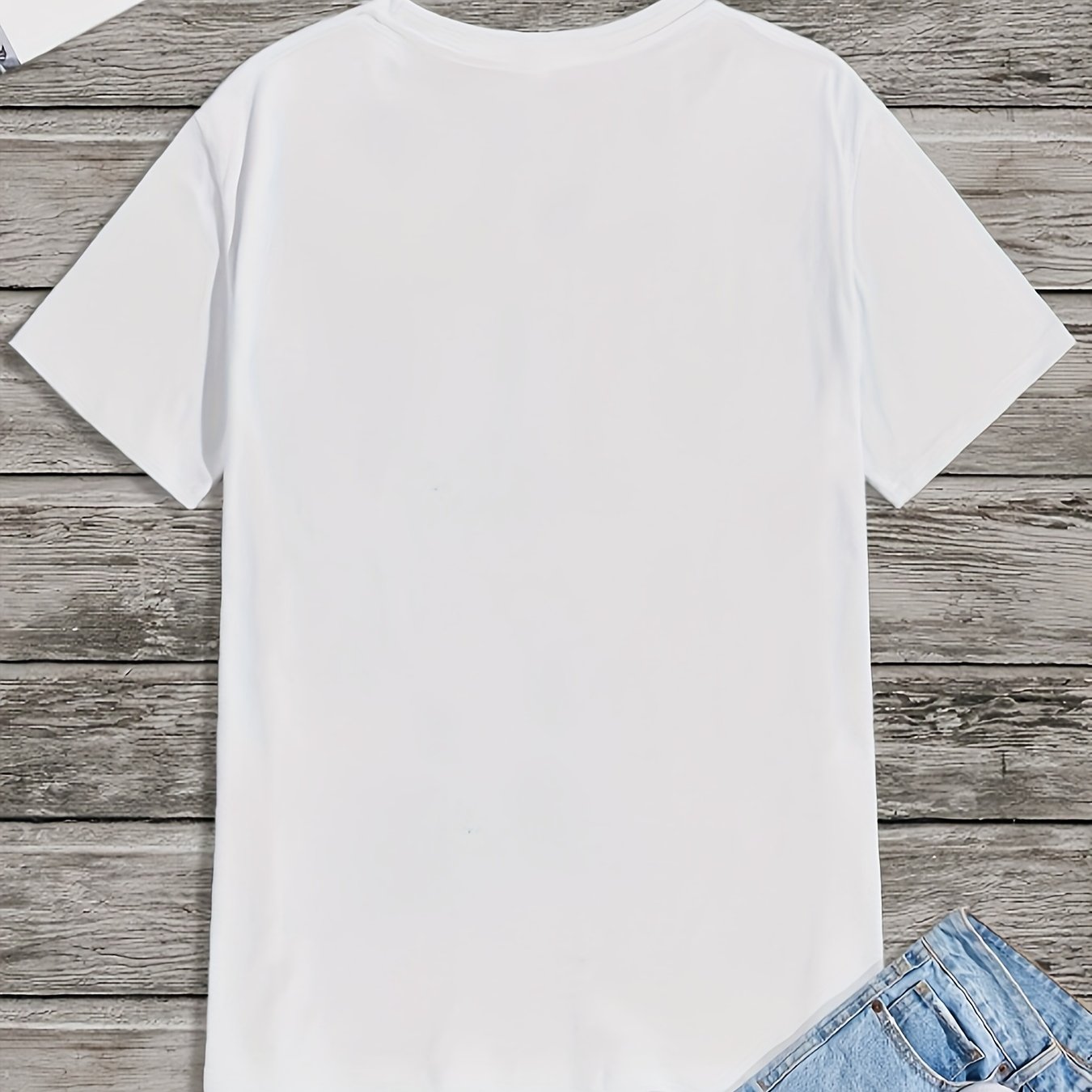 Image of Men's 100% Cotton Short Sleeve T-shirt - Breathable Round Neck Casual Tee With Chest Print, Machine Washable Summer Essential For Casual Attire, Dates & Outfits - - Basic Top For Men