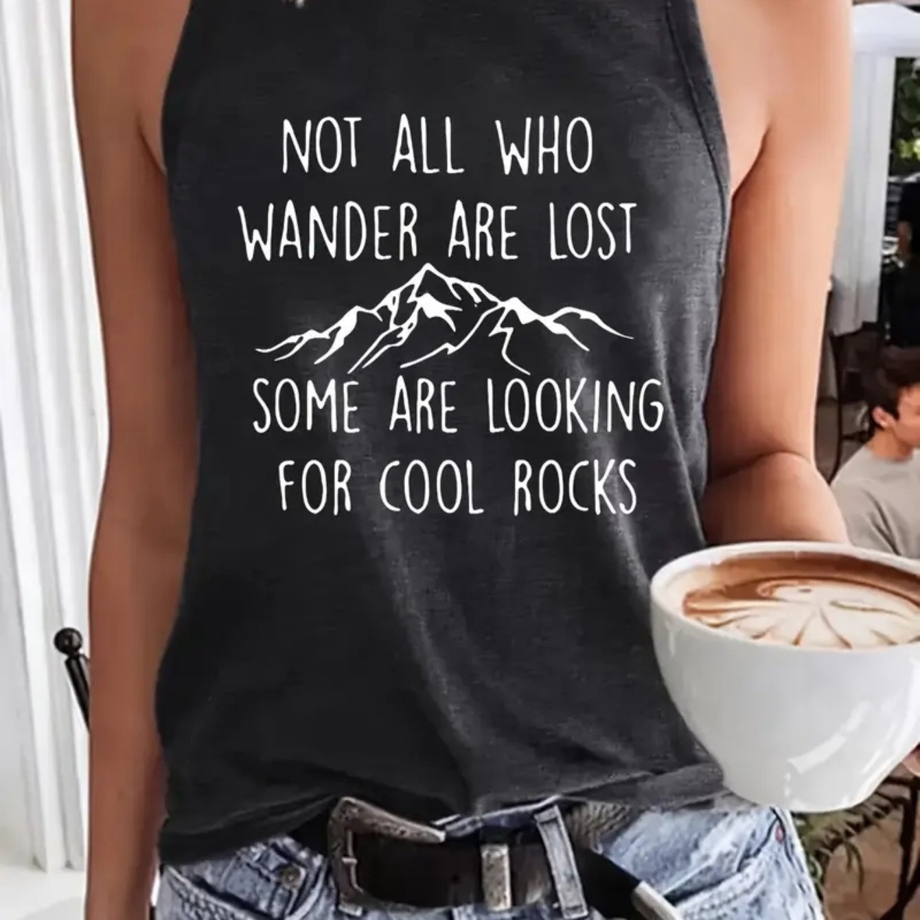 TEMU "not Are Lost Some Are Looking For Cool Rocks" Print, Women's Casual Sleeveless Vest, Summer S Vest, Comfortable, Suitable For Outdoor And Daily