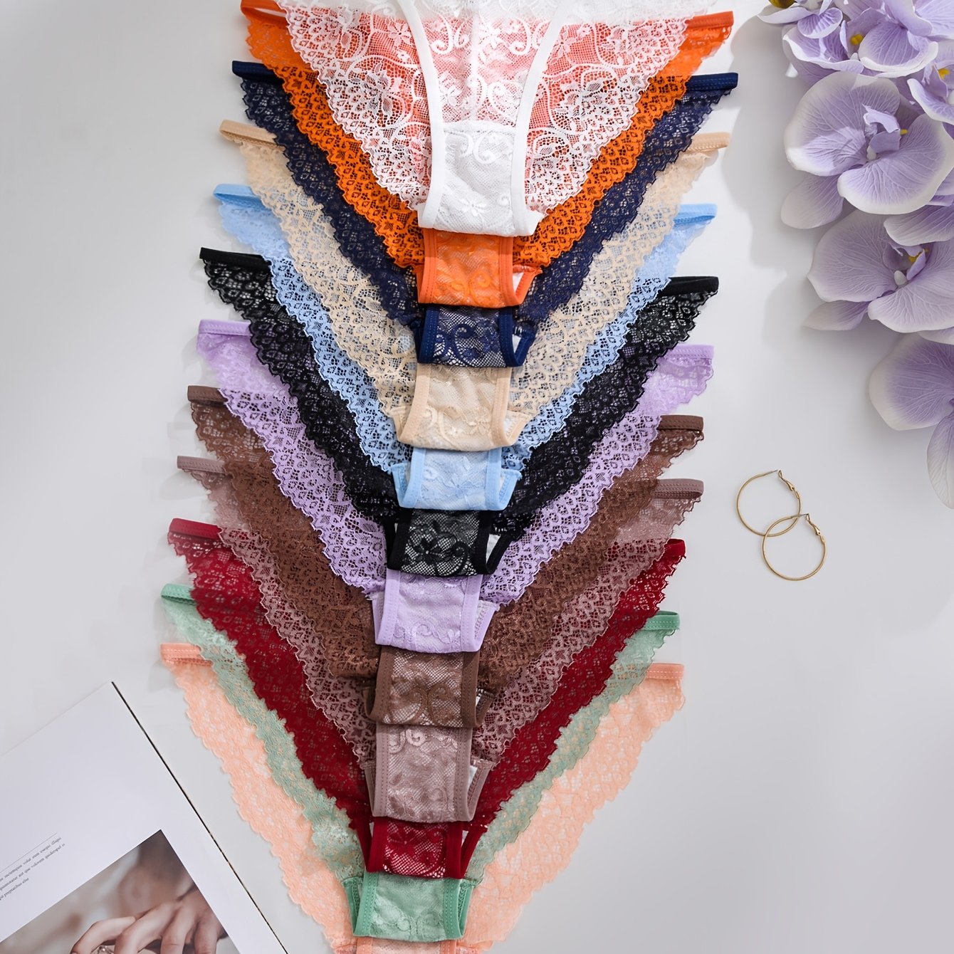 Image of 12-pack Women's Low--elasticity Hipster Panties - Full Coverage Lace Underwear, Solid Color (12 Individually Wrapped) - Soft Low-rise Briefs For Daily Wear, Hand Washable, Non- - Pack For & Value