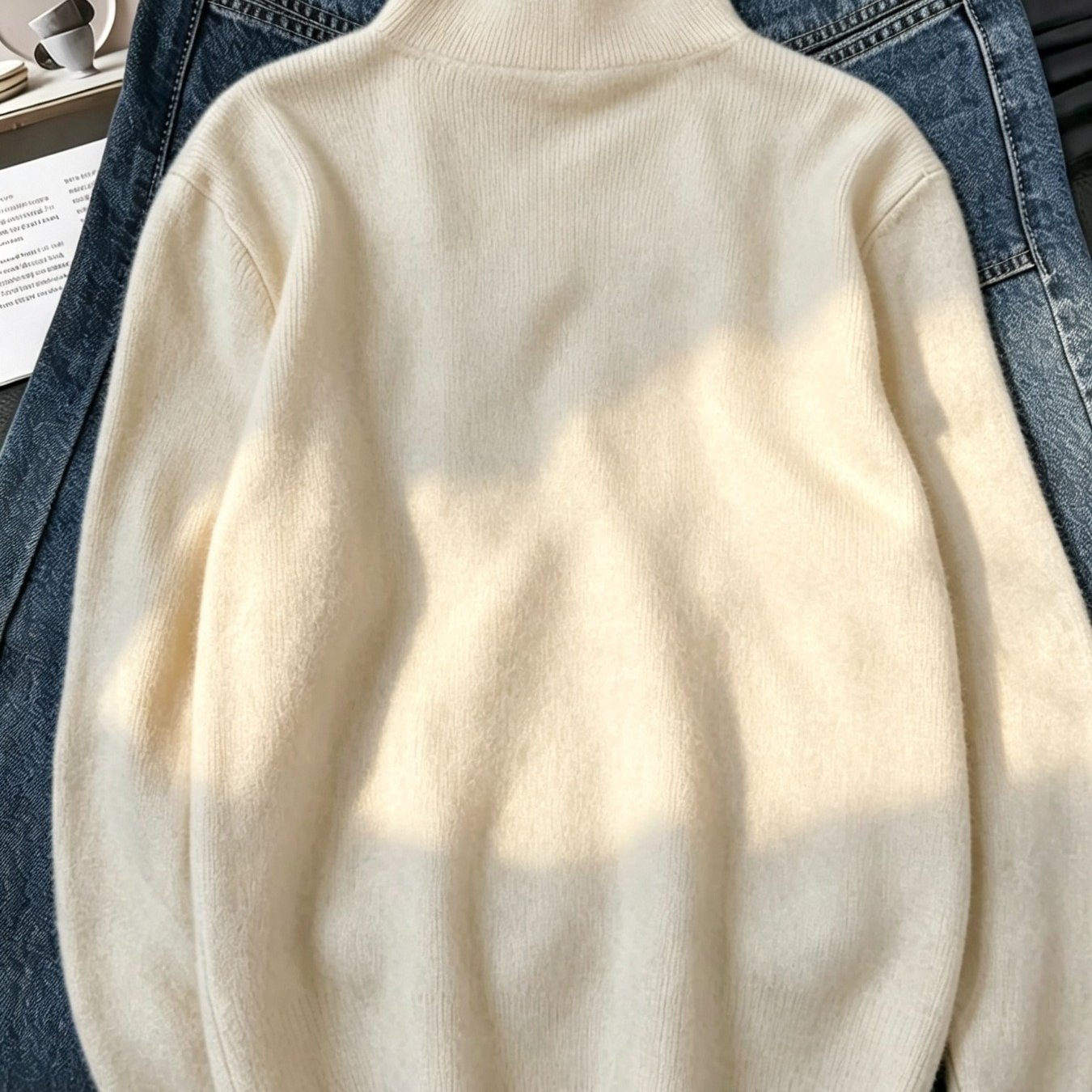 TEMU Pull Demi-Col Roulé pour Femme Automne/Hiver, Cintrée à Col , Pull Polyvalent à Manches Longues