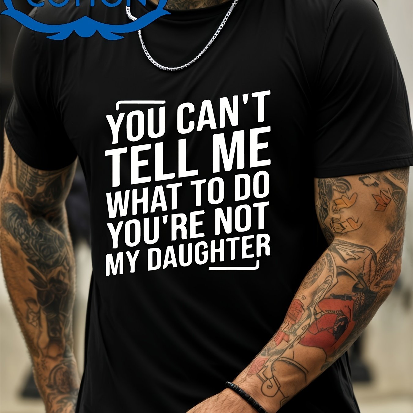 TEMU [plus Size Graphic Tee] Men's Graphic Tee 'you You're Not My' High Stretch Regular T-shirt For Men And Women Unisex T-shirt Summer Outdoor