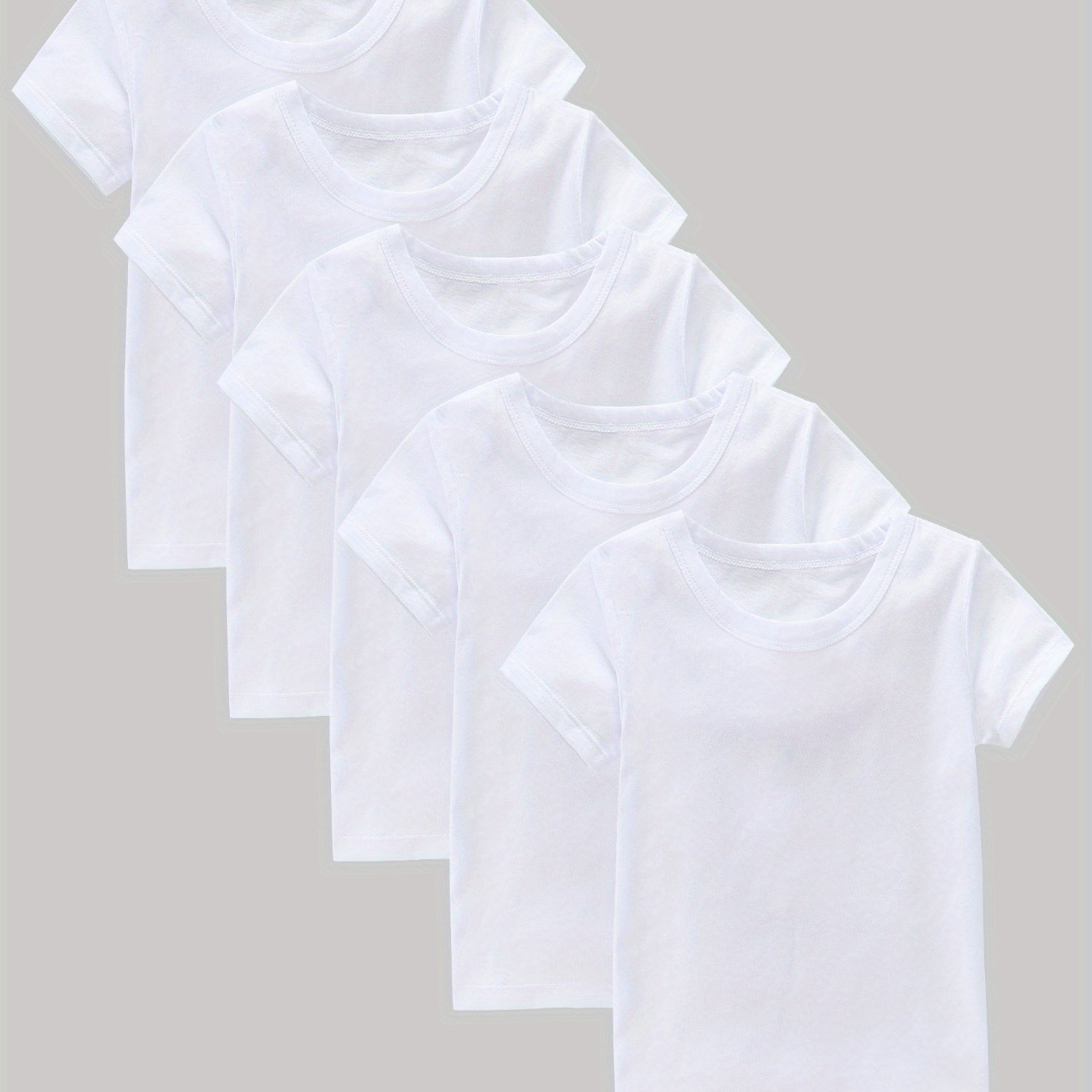 Set Of 5 Solid Color Short-sleeve T-shirts For