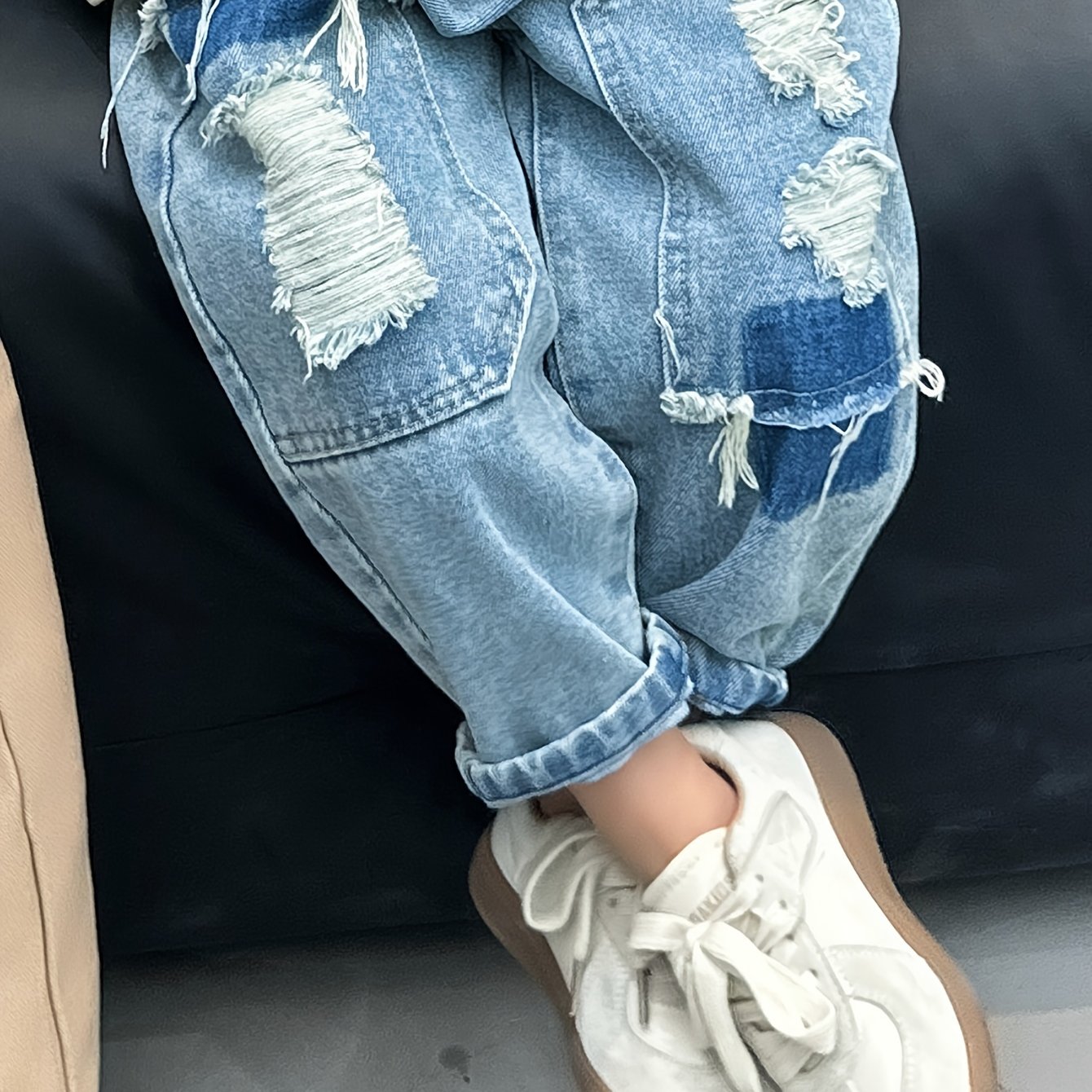 Boys' Autumn Fashion Ripped Denim Long Pants