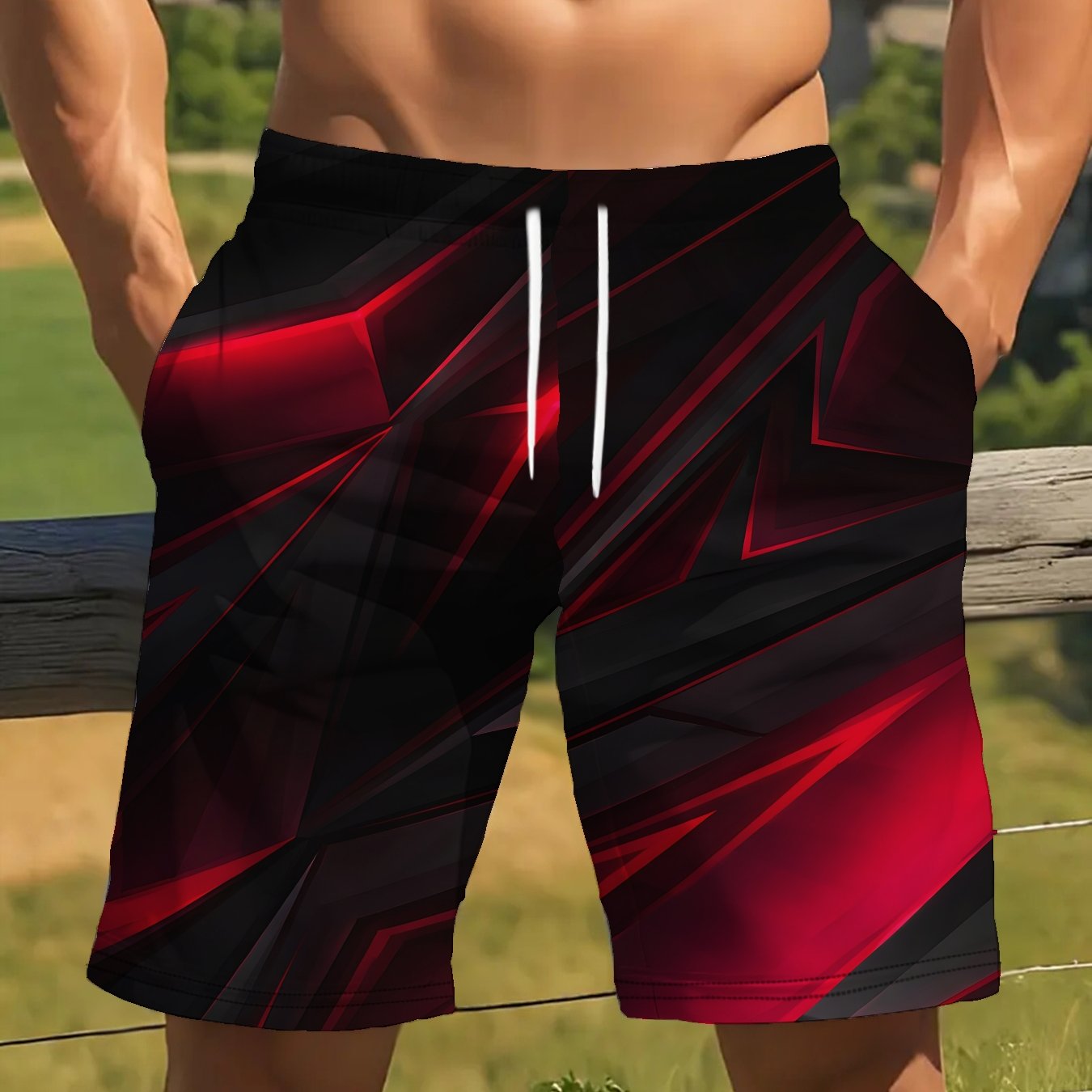 TEMU Short de sport confortable et respirant pour homme avec imprimés aléatoires, adapté aux sorties quotidiennes