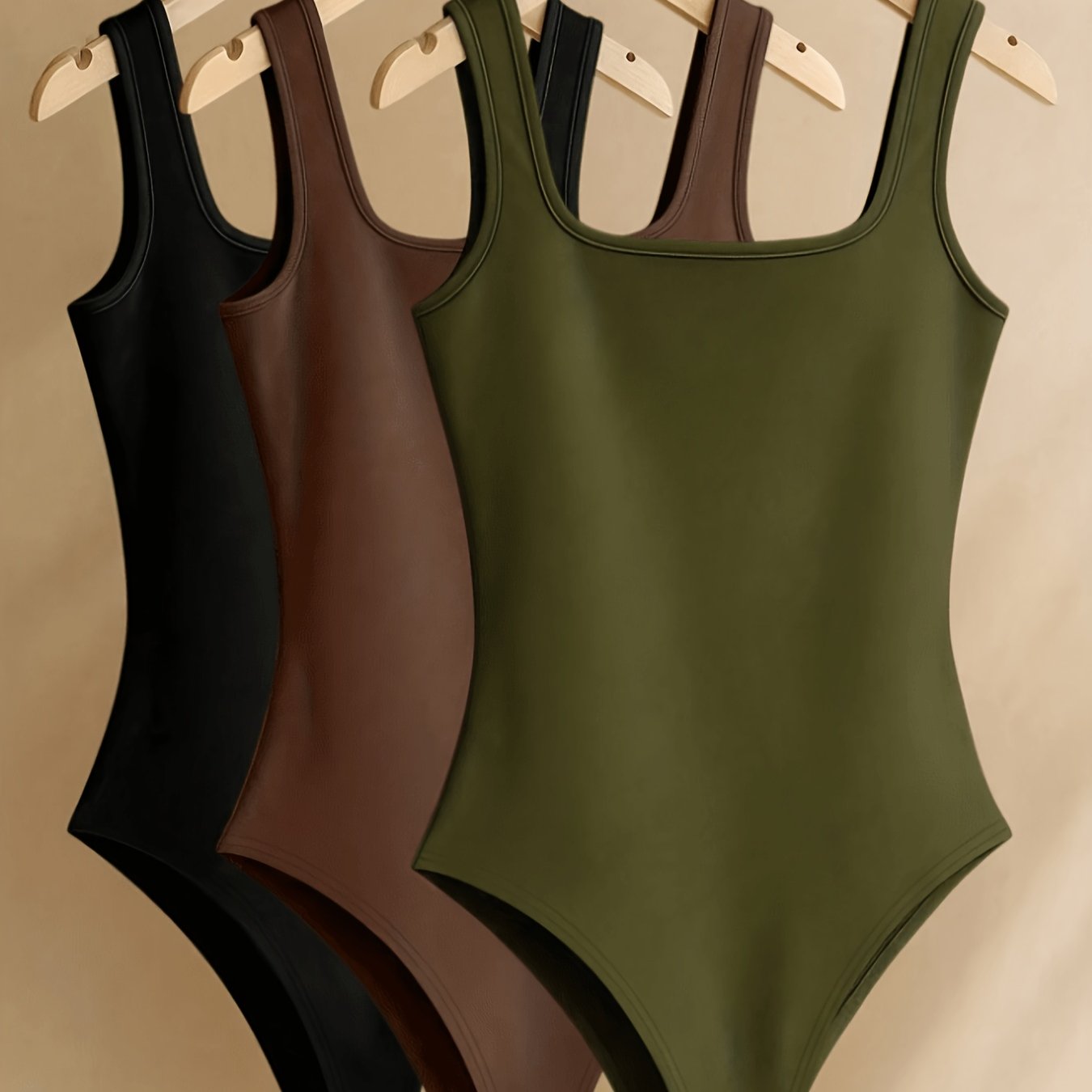 TEMU Conjunto de 3 piezas de camisola body , novedad, sin , estilo europeo y americano, de color liso y ajuste entallado