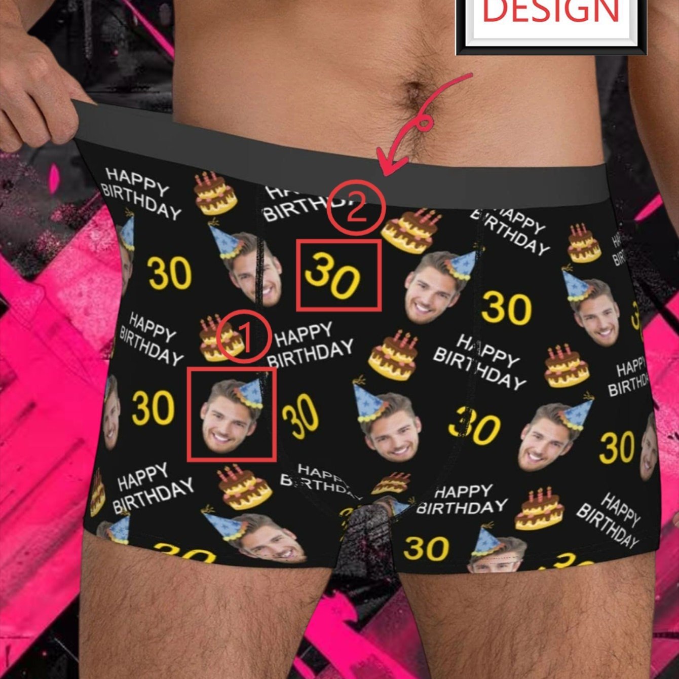 TEMU Custom Men's Boxer Briefs, Personalized Boxing Shorts; Custom Design With Birthday Cake Theme, Send Satisfied Photos For A Unique Gift;